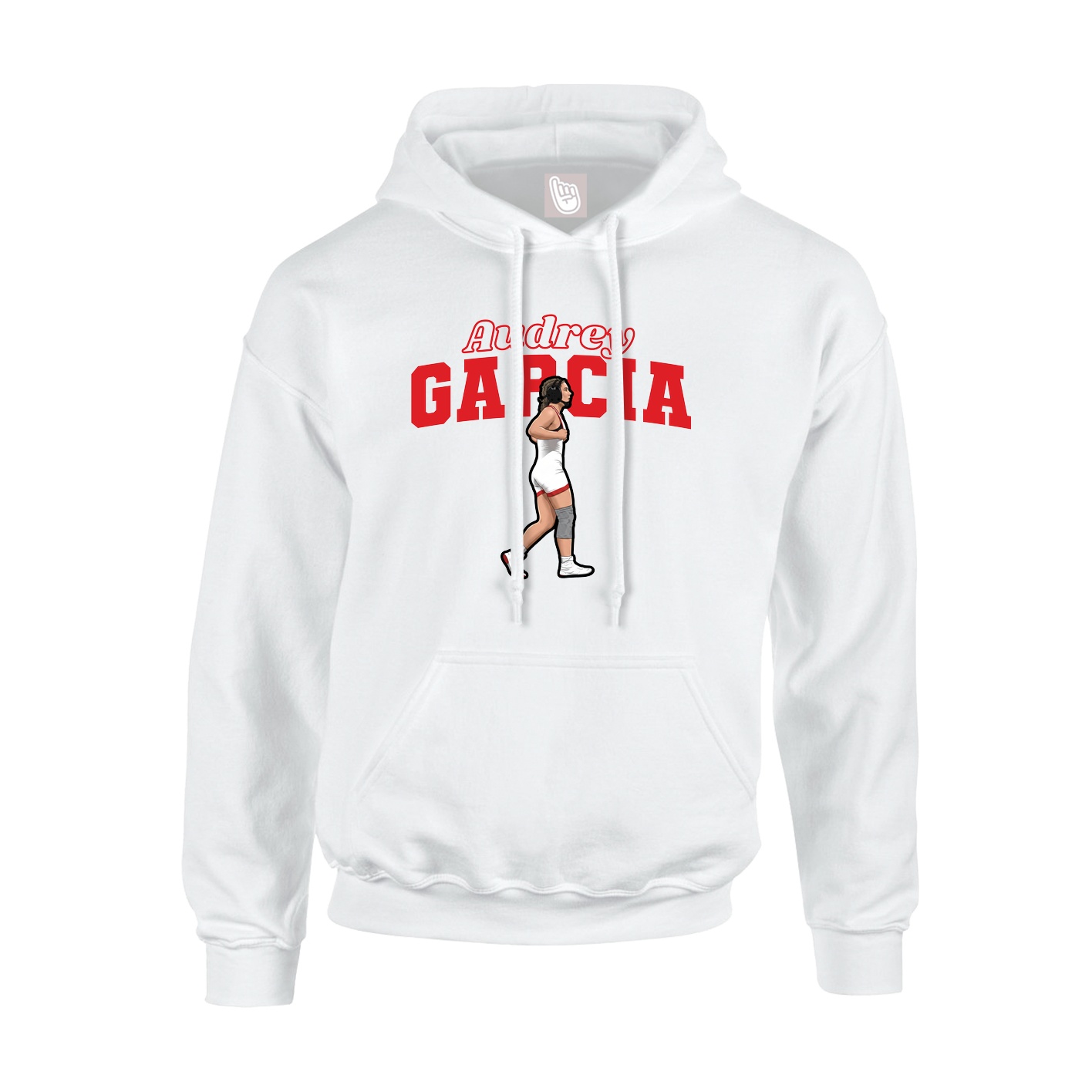 Youth Hoodie — Name Arch in White