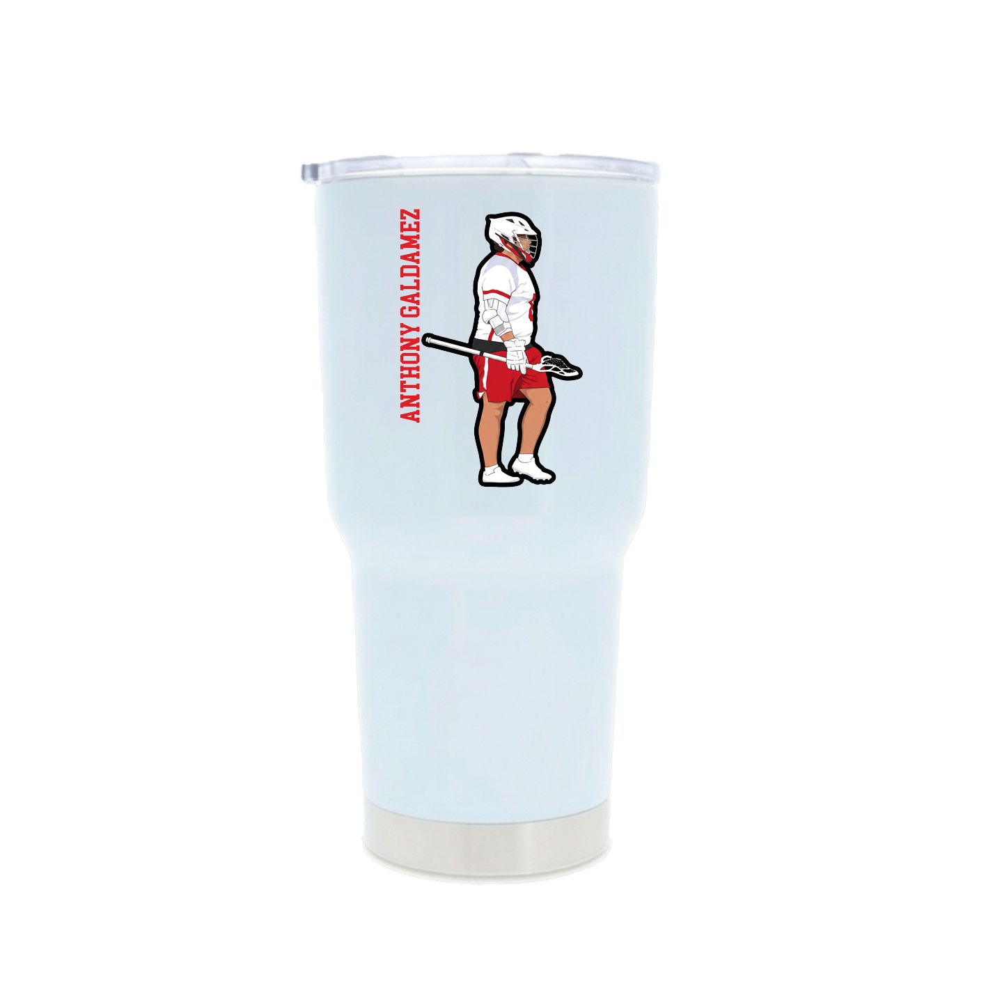 30oz Stainless Steel Tumbler — Name Vertical in White