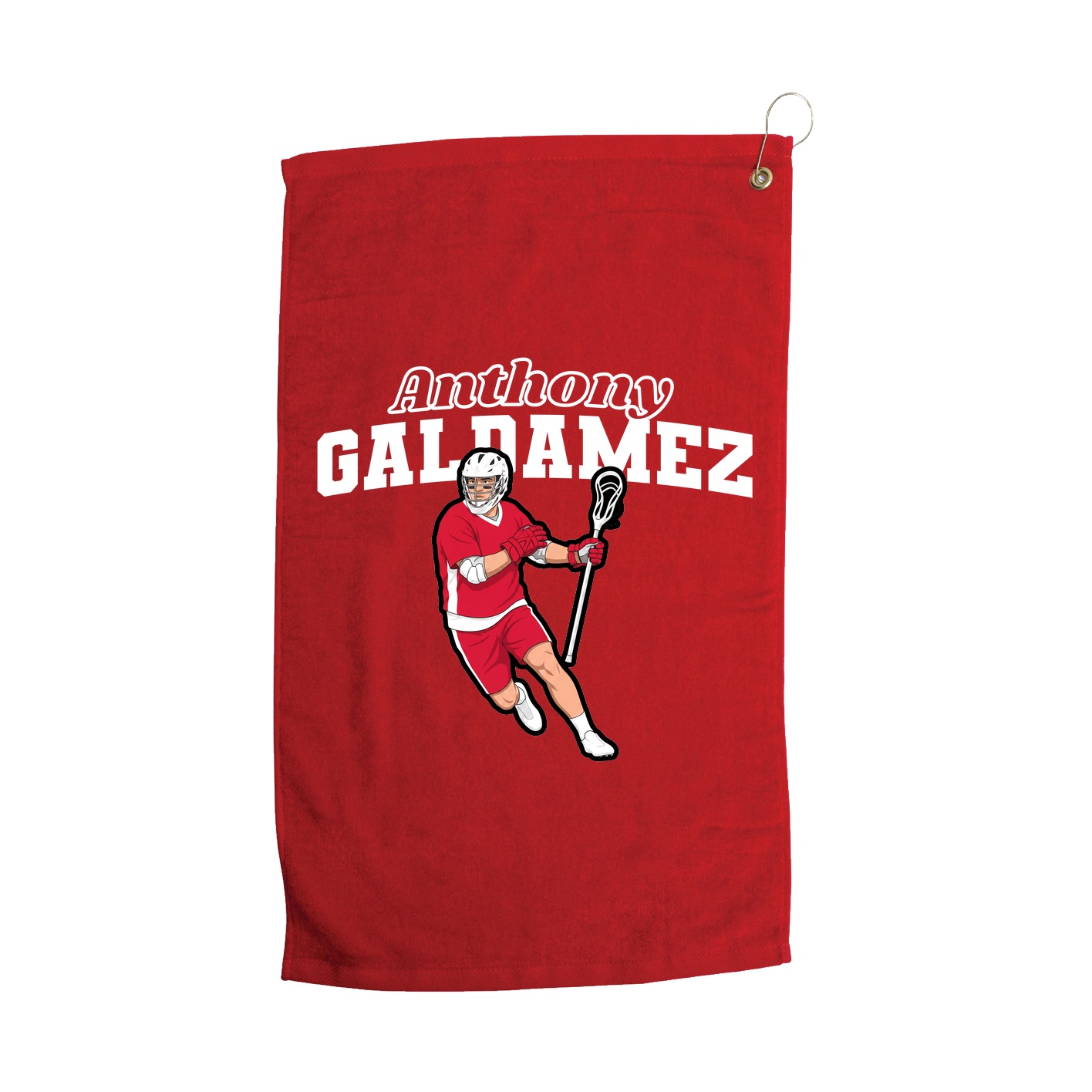Golf Towel — Name Arch in Red