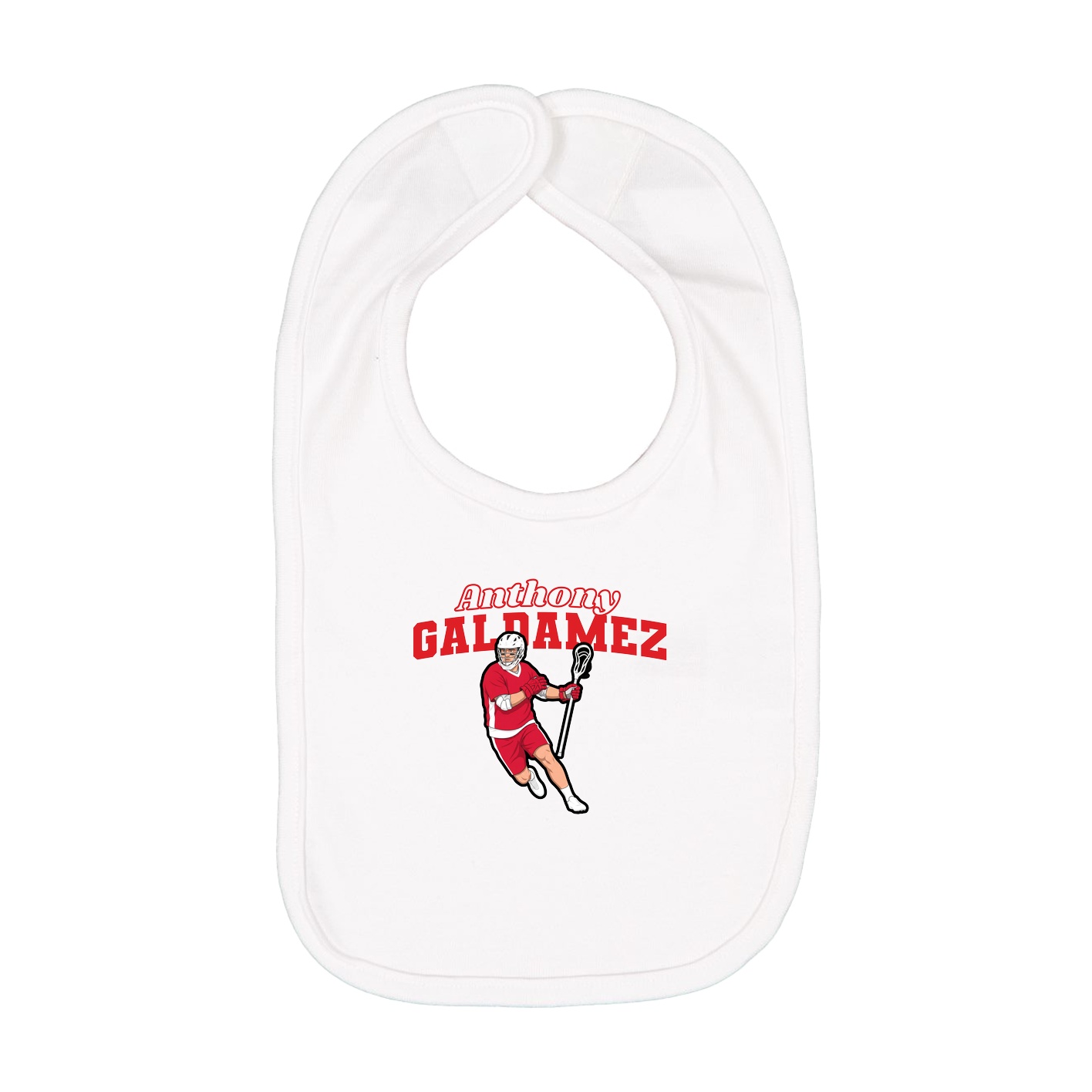 Infant Bib — Name Arch in White