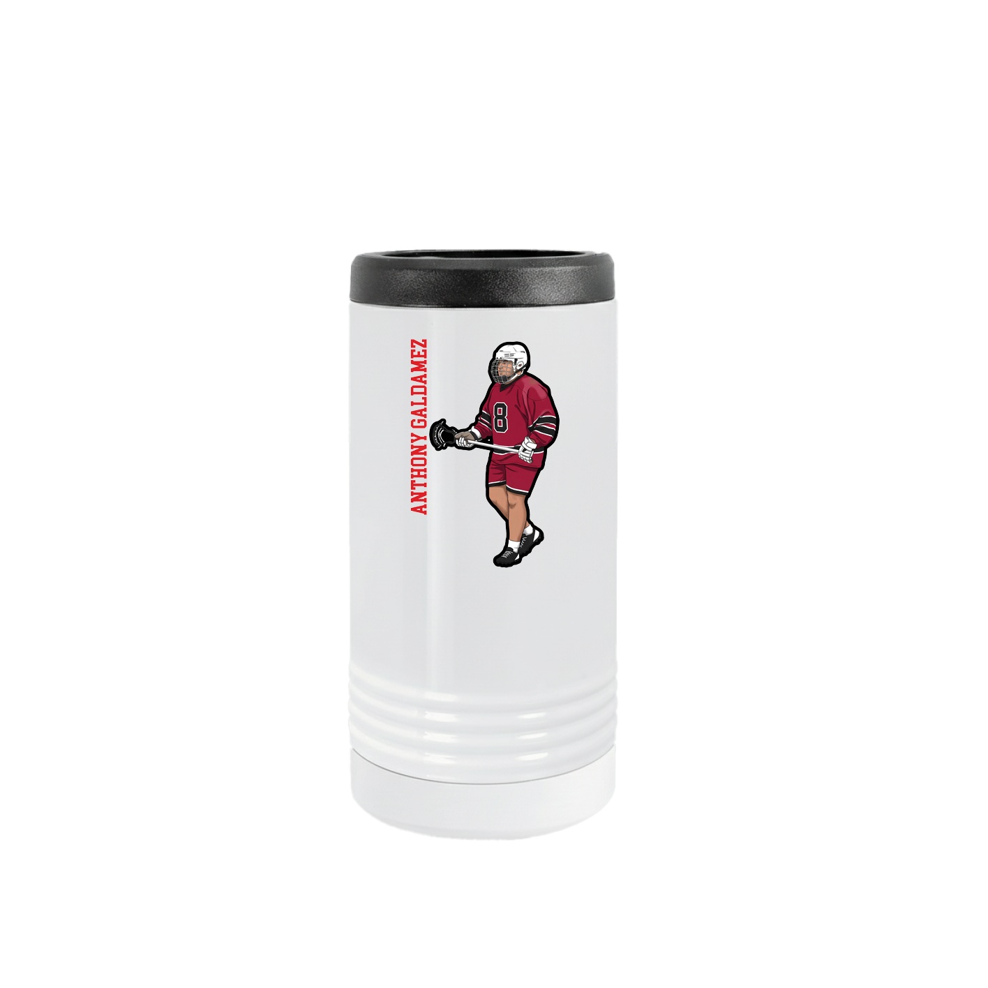 Slim Beverage Holder — Name Vertical in White