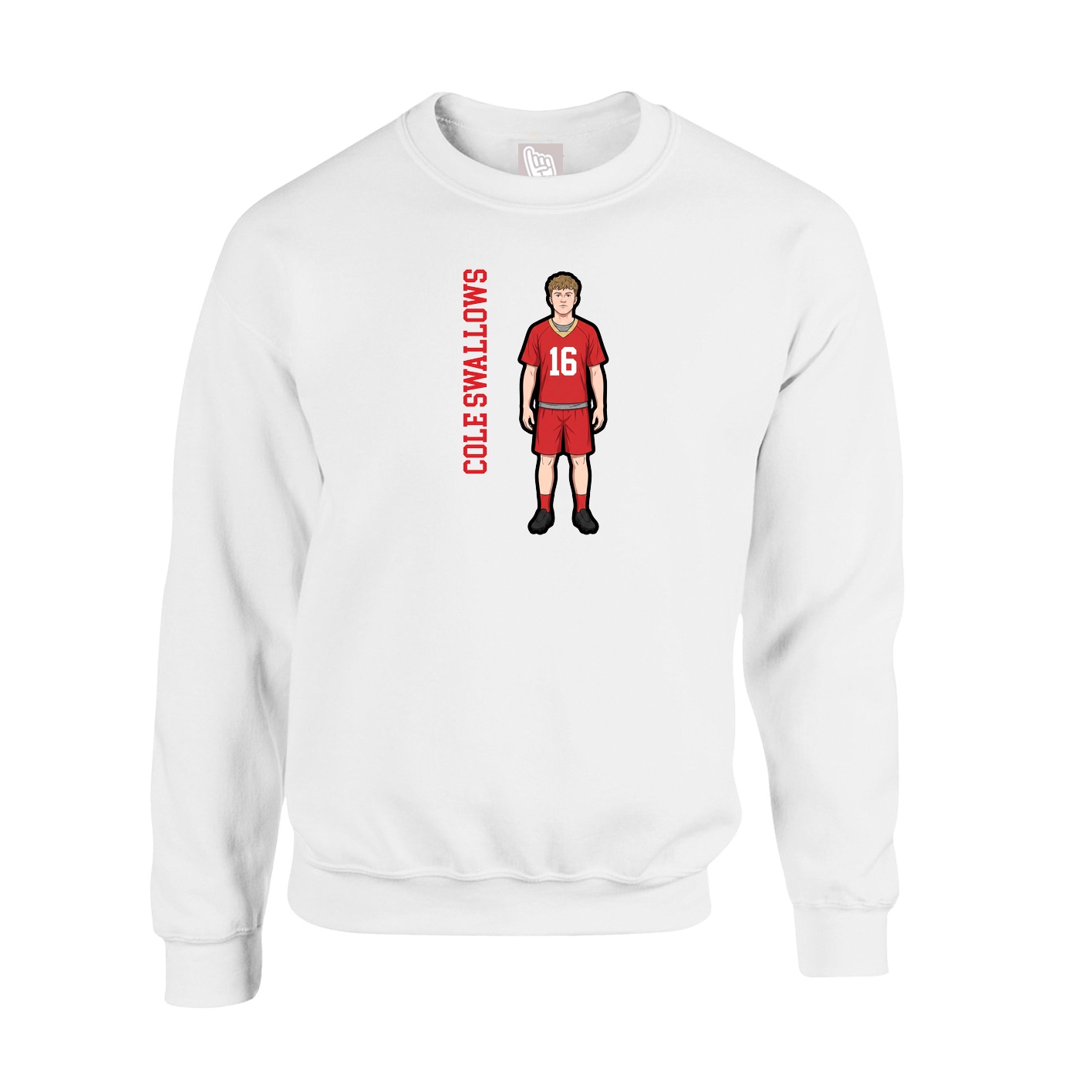 Fleece Crew — Name Vertical in White