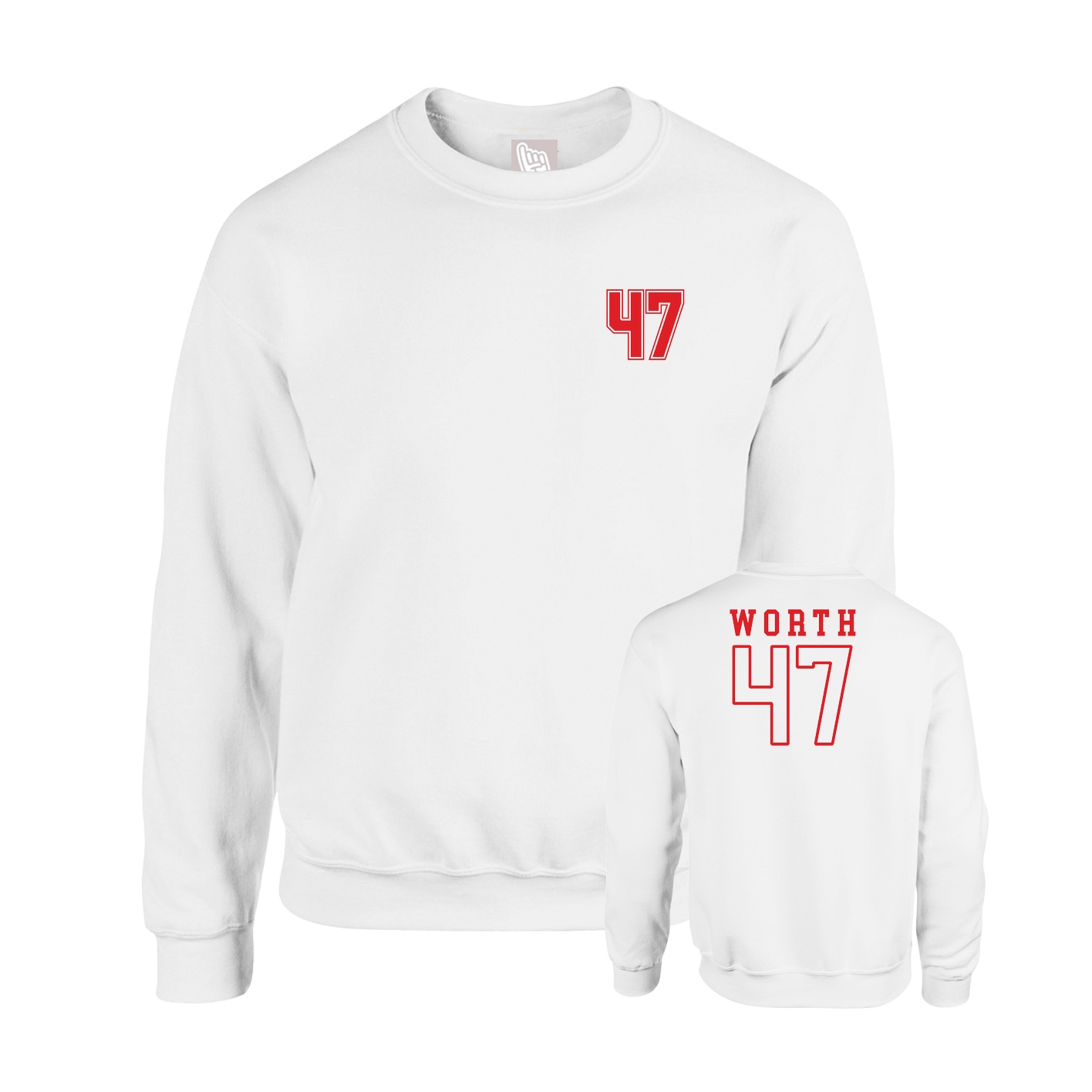 Fleece Crew — Chest Back in White