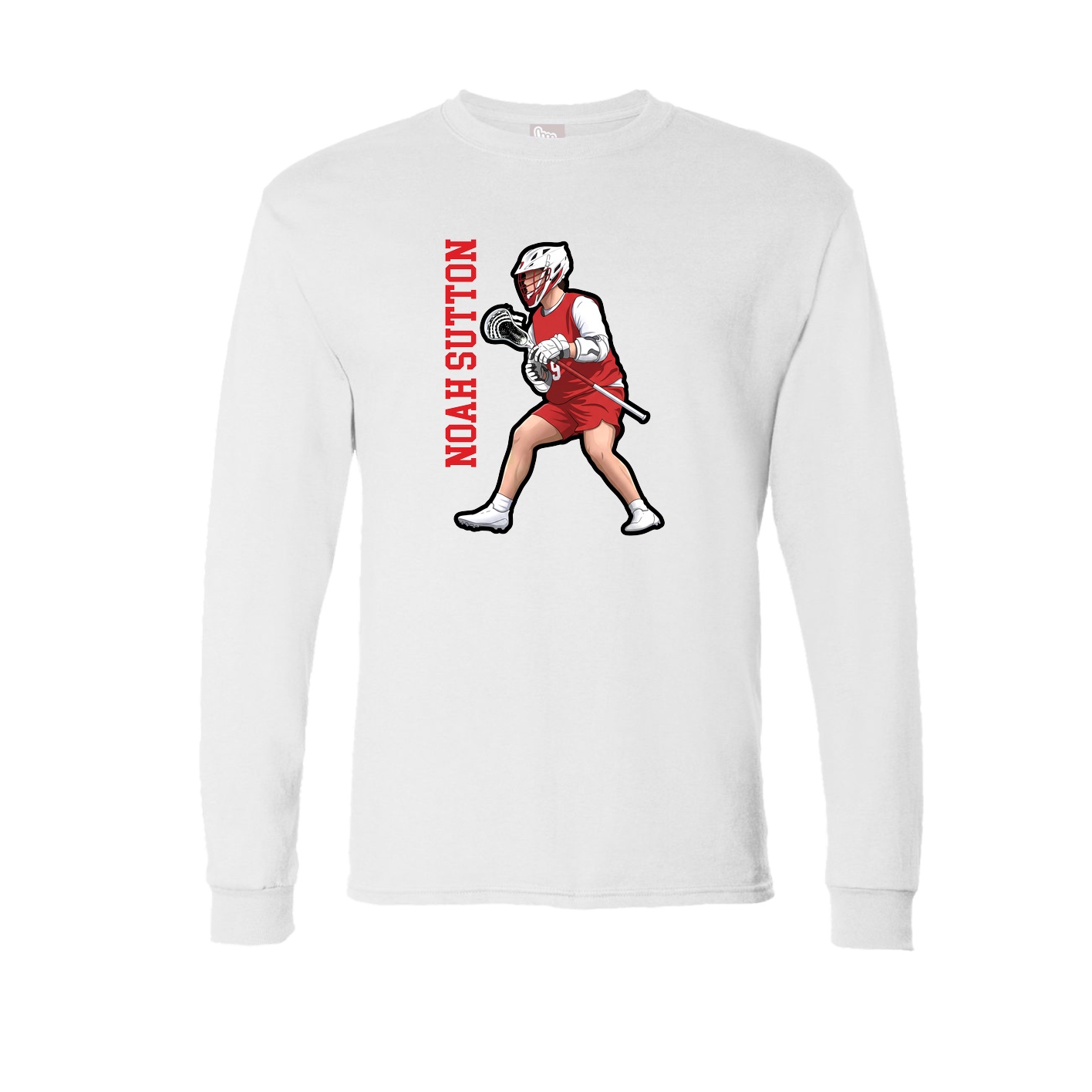 Long Sleeve Tee — Name Vertical in White