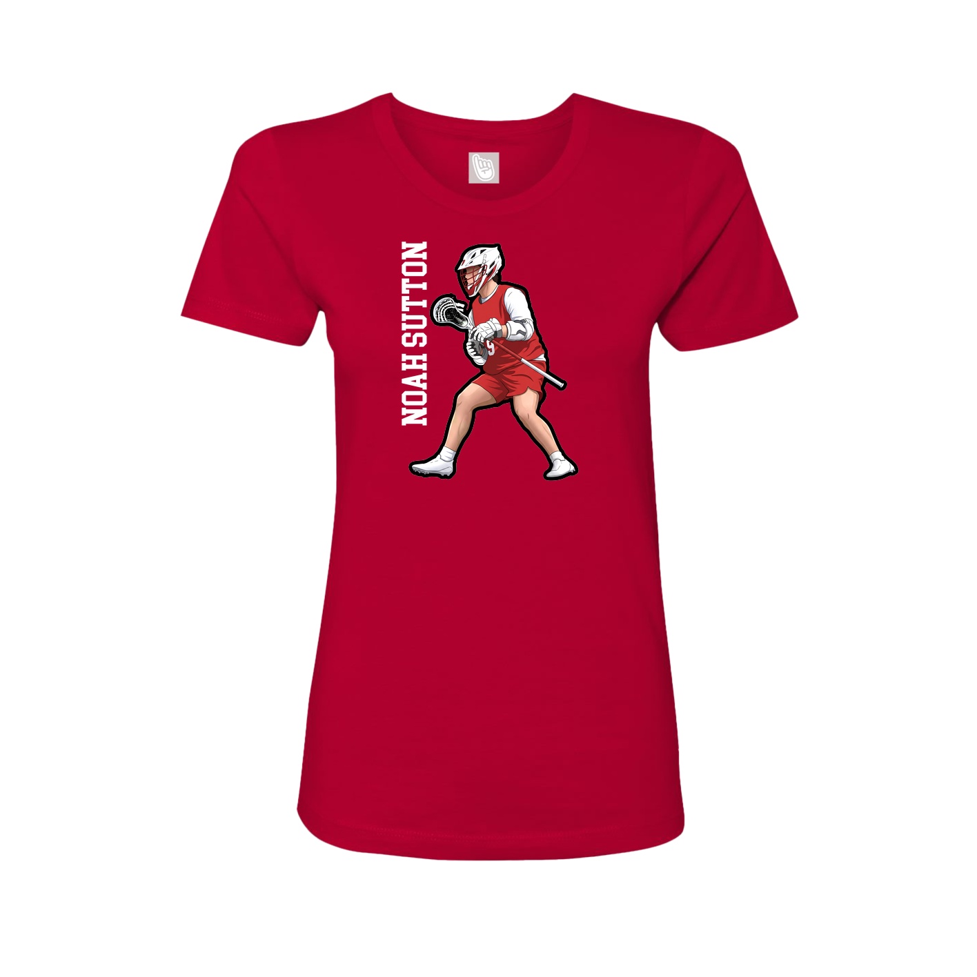 Fitted Women's Tee — Name Vertical in Red