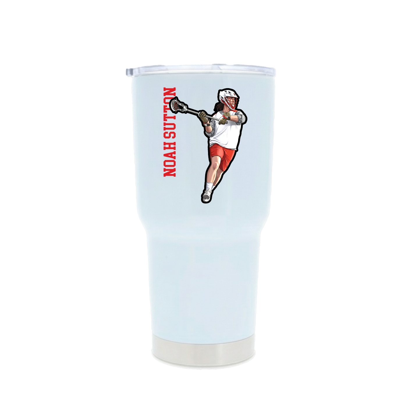 30oz Stainless Steel Tumbler — Name Vertical in White