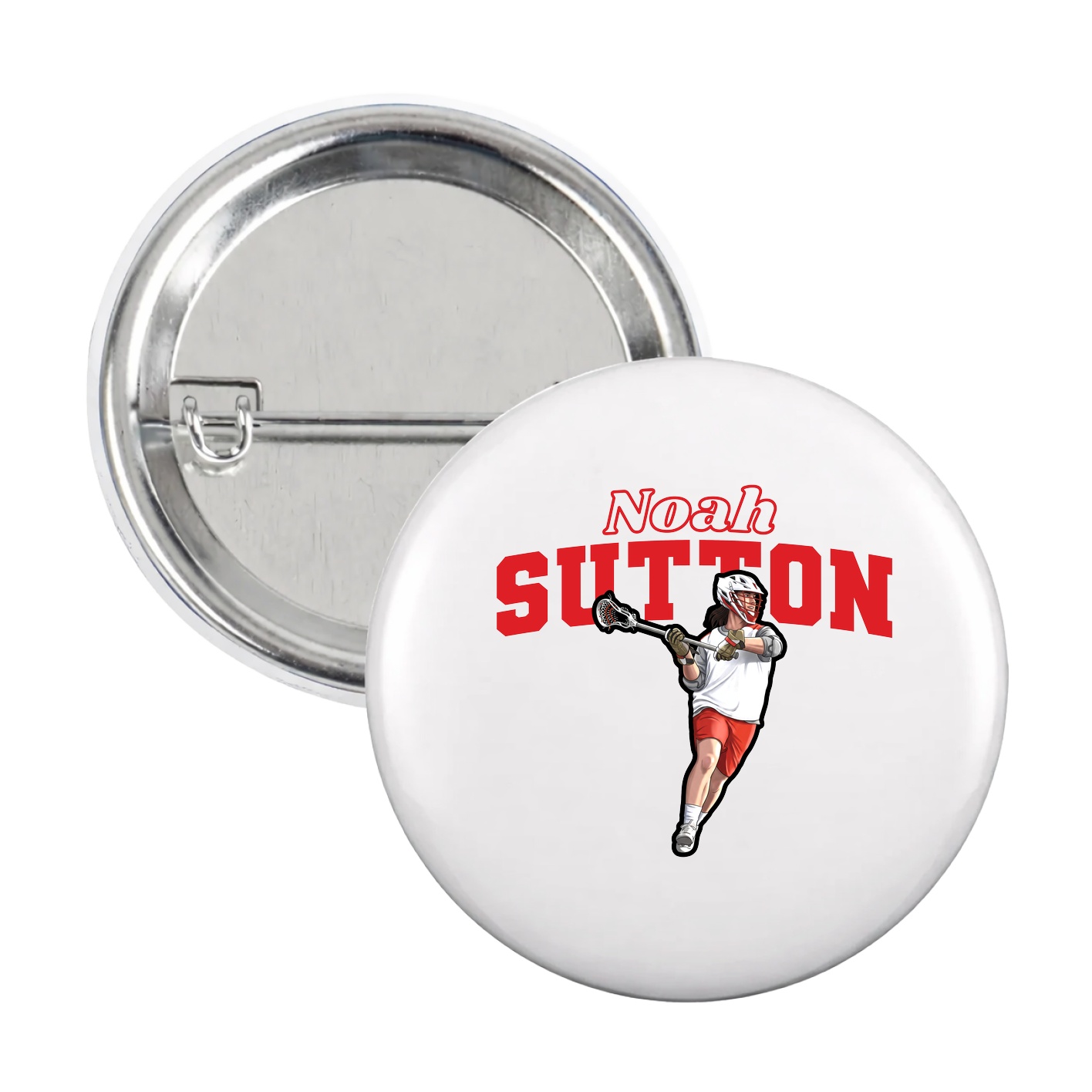 Game Day Button — Name Arch in White