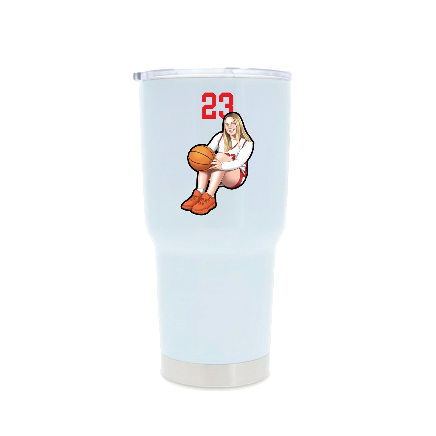 30oz Stainless Steel Tumbler — Number Top in White