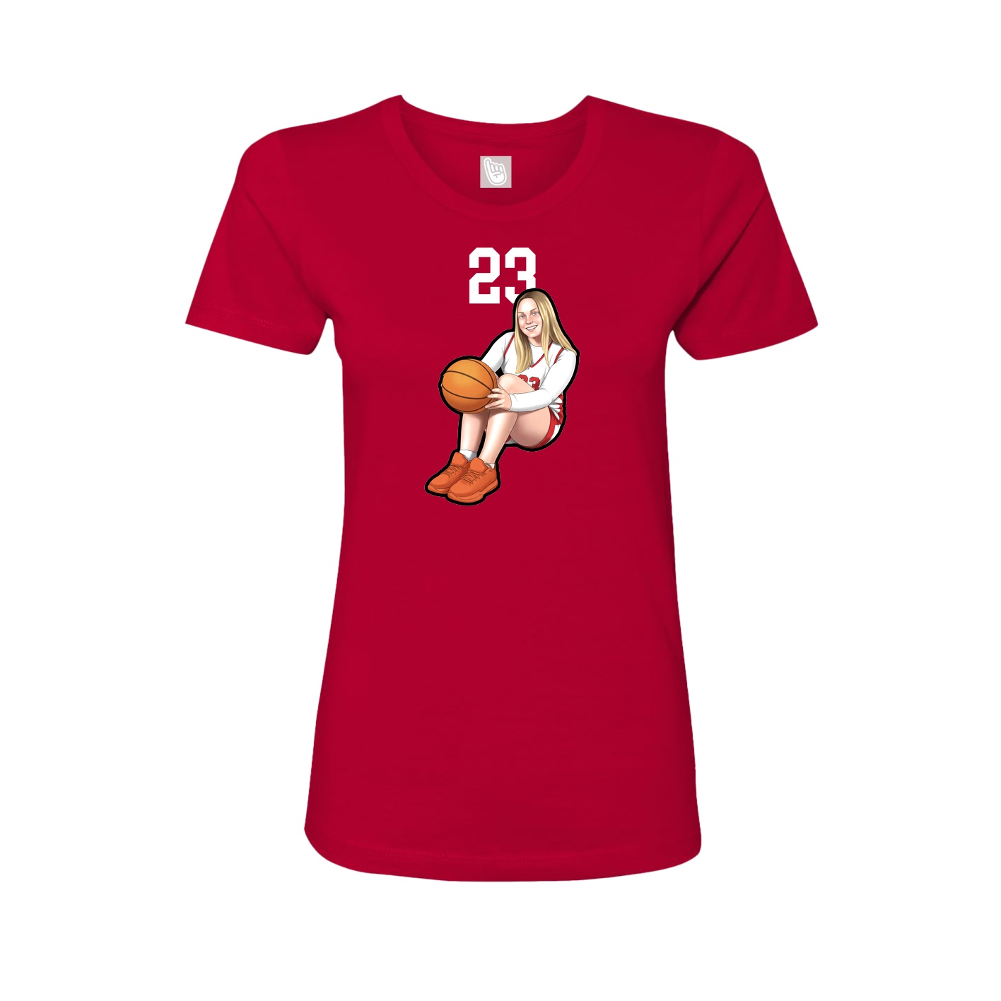 Fitted Women's Tee — Number Top in Red