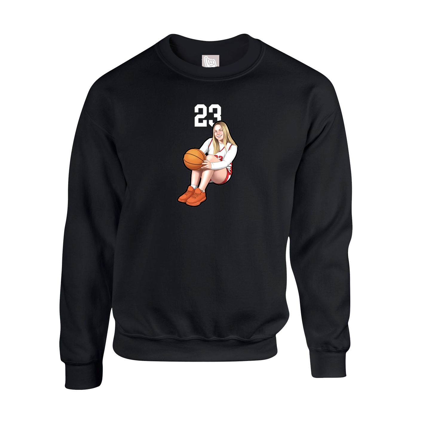 Fleece Crew — Number Top in Black
