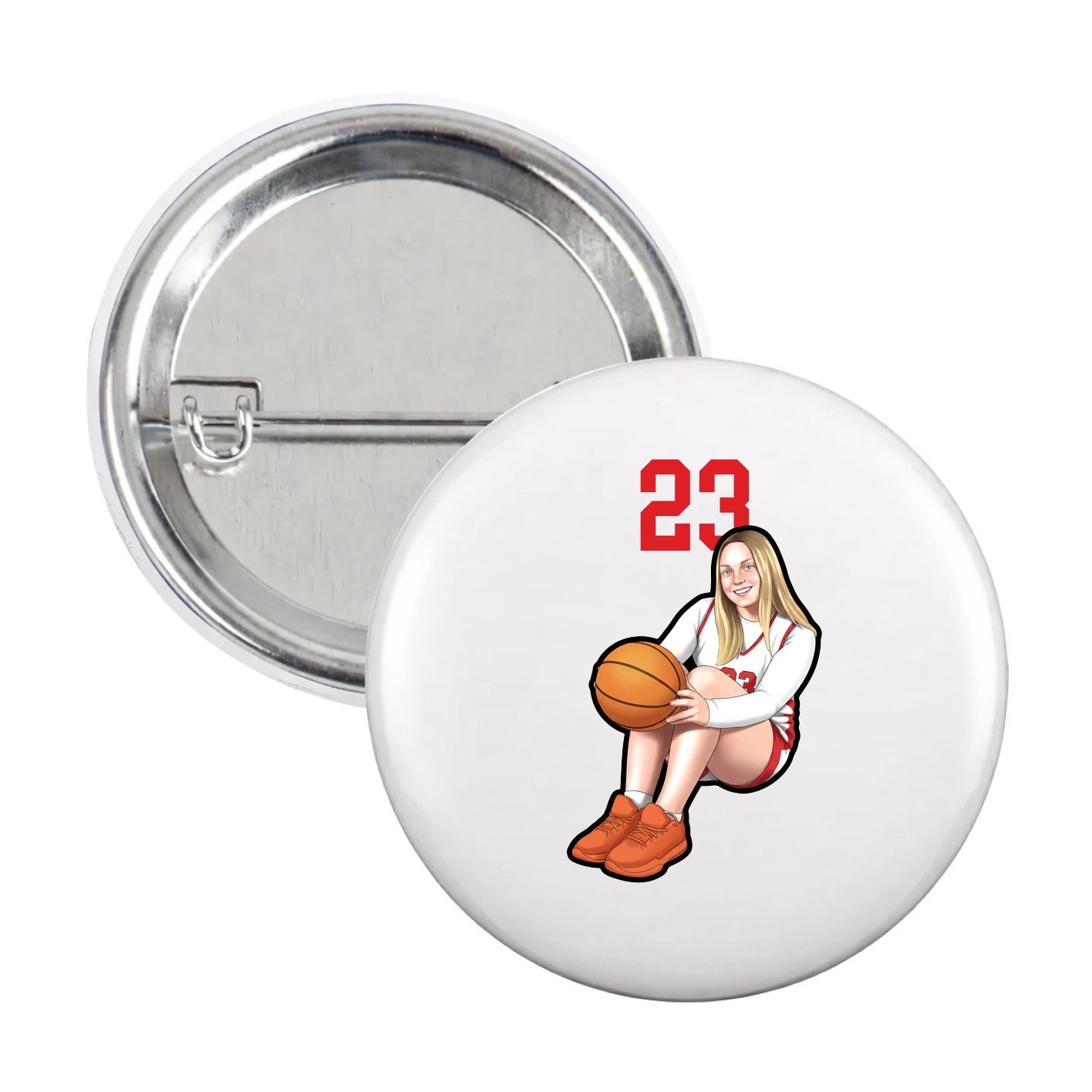 Game Day Button — Number Top in White