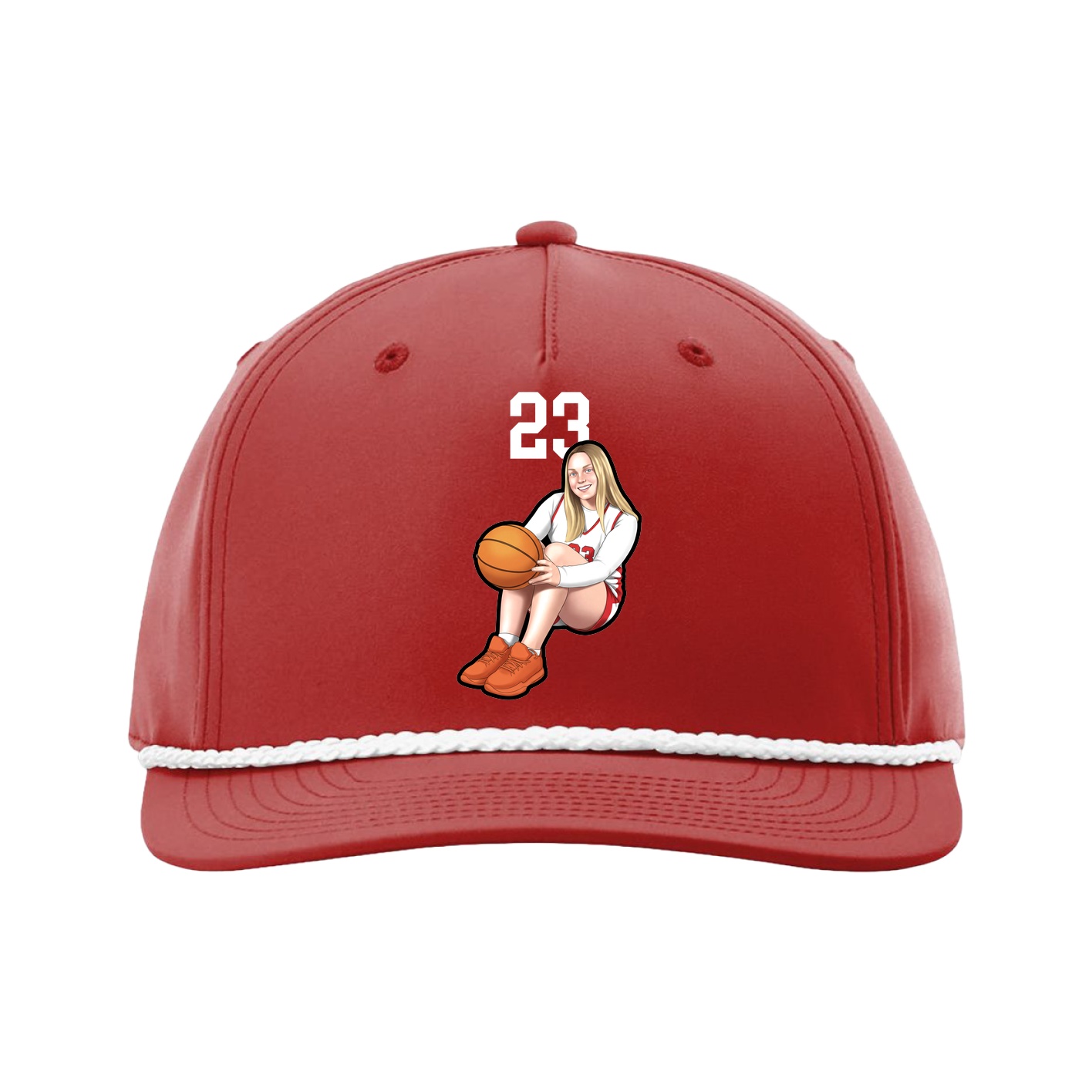 Five-Panel Classic Rope Cap — Number Top in Red