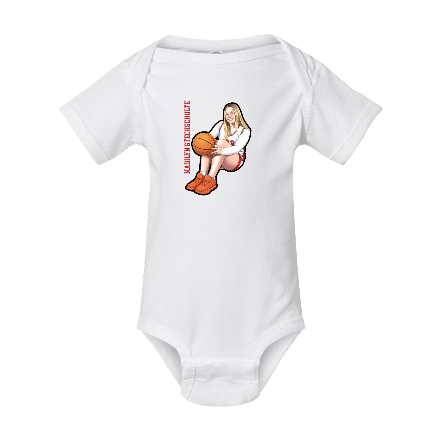 Baby Onesie — Name Vertical in White