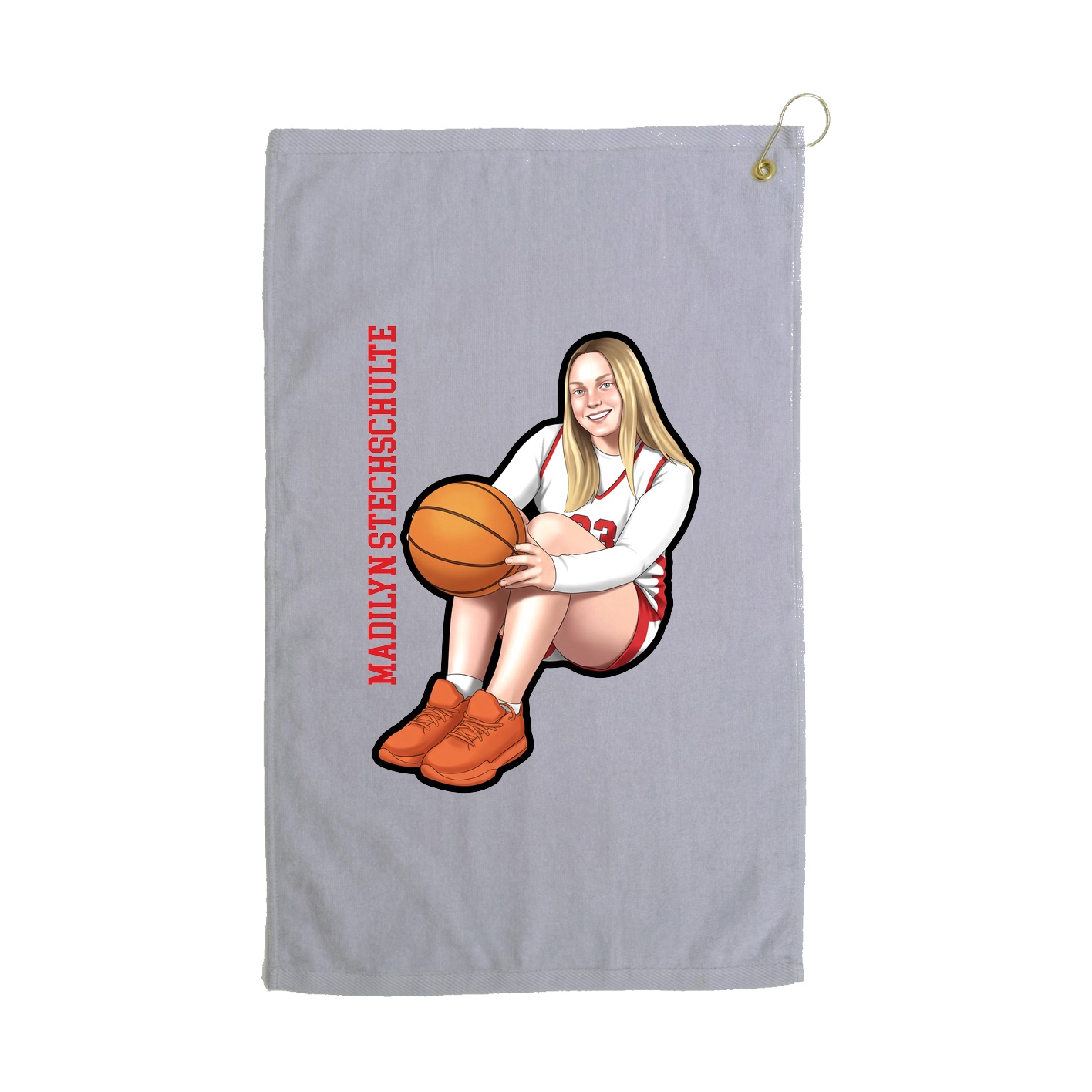 Golf Towel — Name Vertical in Grey