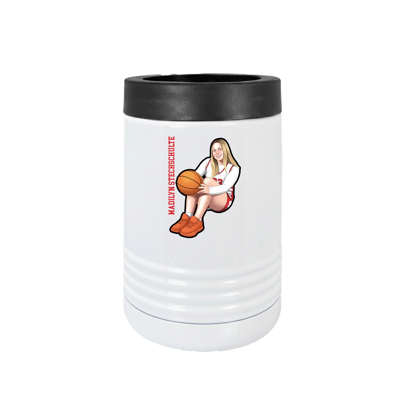 Beverage Holder — Name Vertical in White