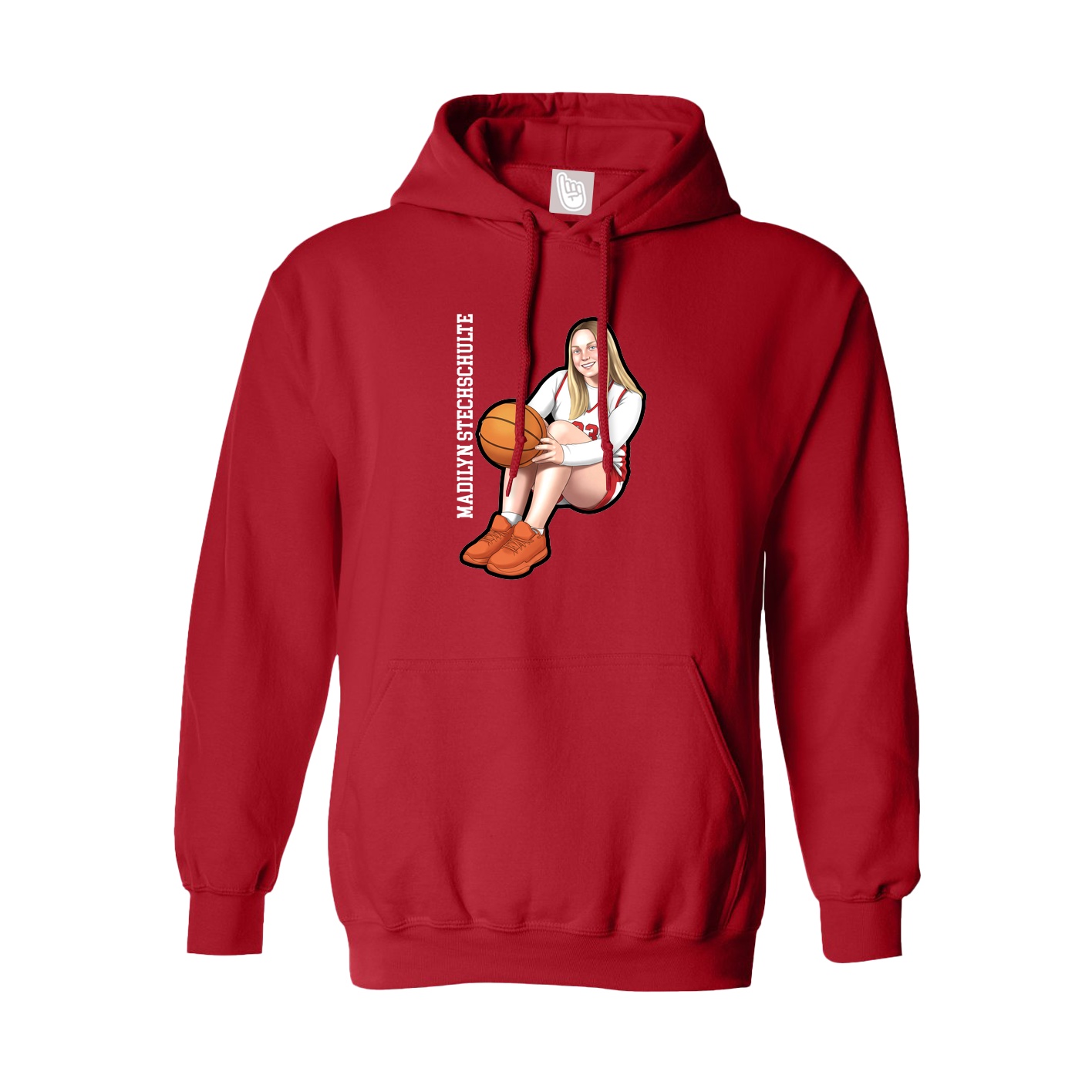 Youth Hoodie — Name Vertical in Red