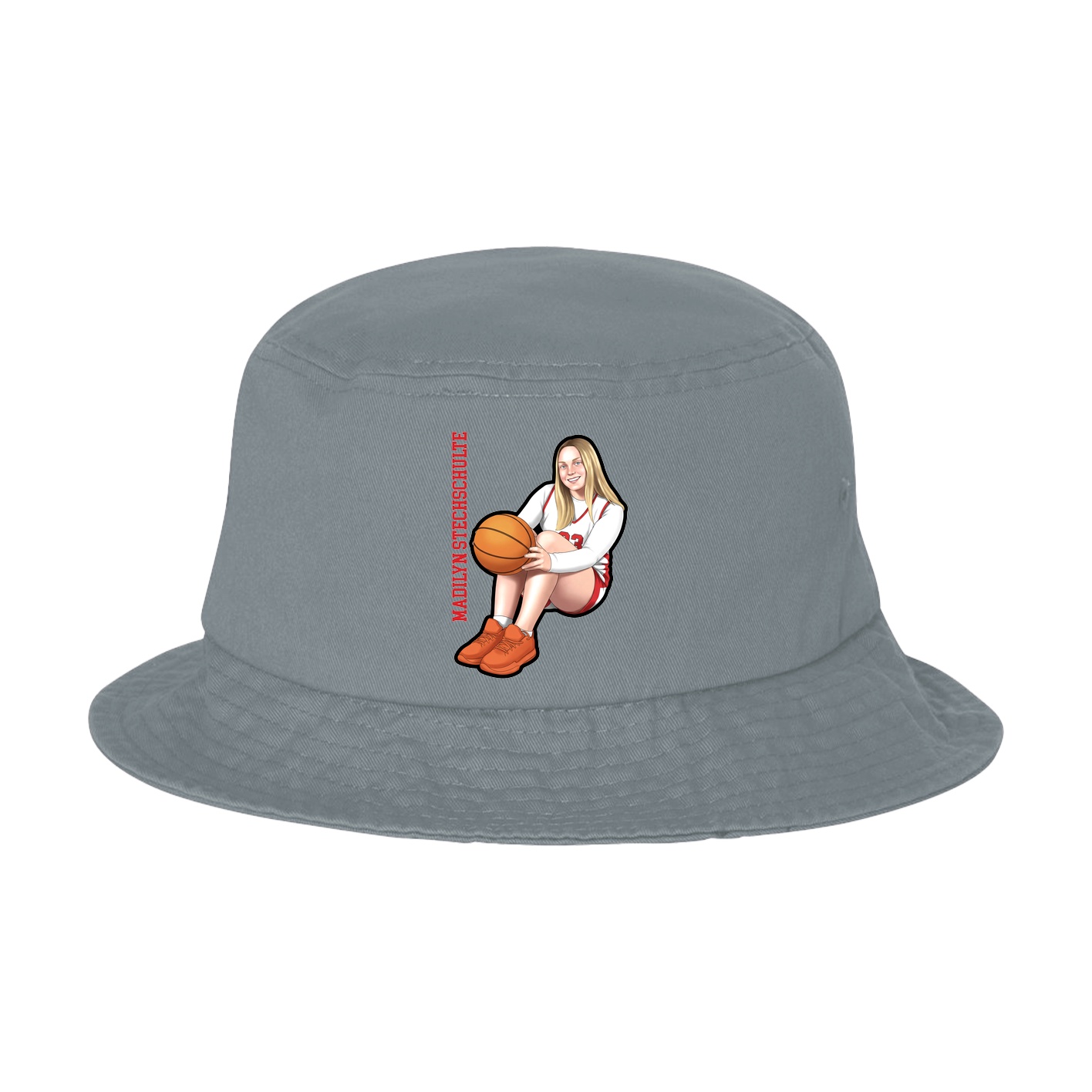 Bucket Cap — Name Vertical in Grey