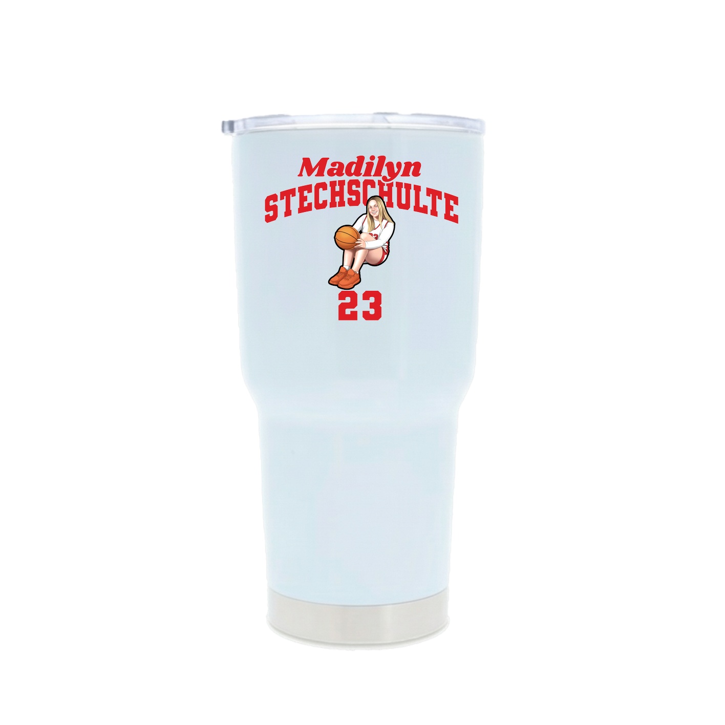 30oz Stainless Steel Tumbler — Signature Arch in White