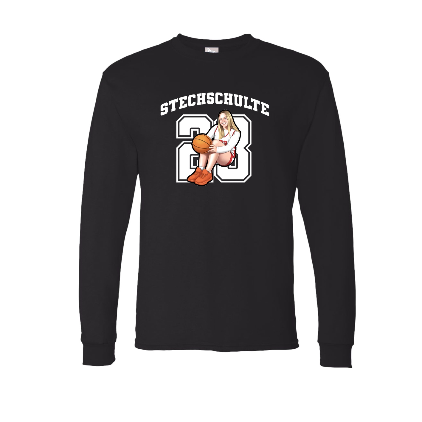 Long Sleeve Tee — Number in Black