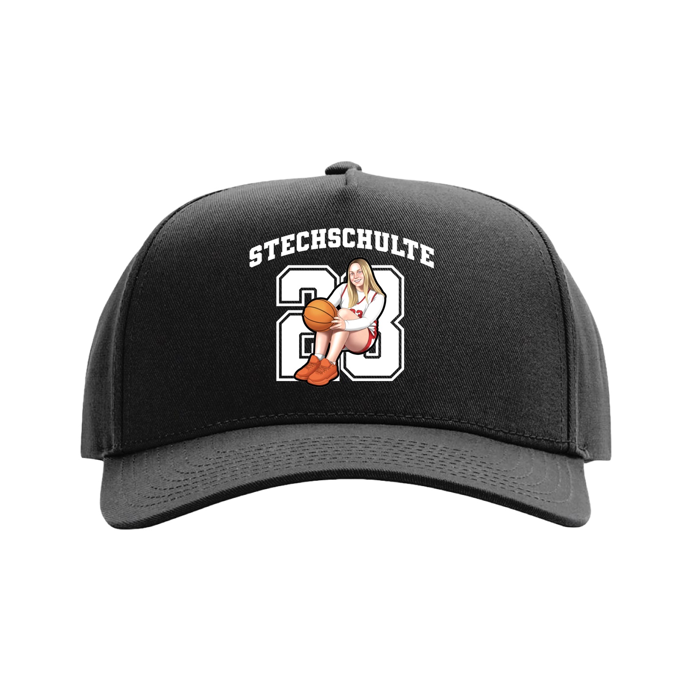 Full Fabric Five-Panel Champ Cap — Number in Black
