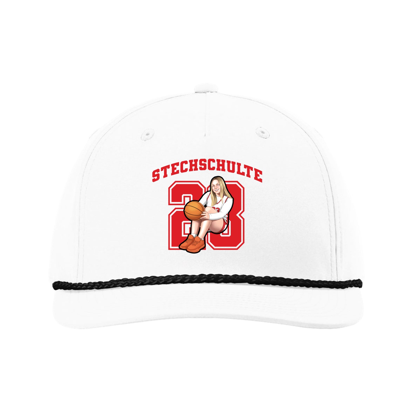 Five-Panel Classic Rope Cap — Number in White