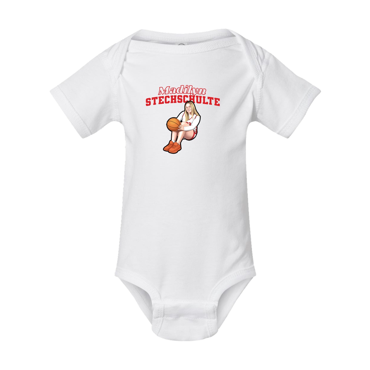 Baby Onesie — Name Arch in White