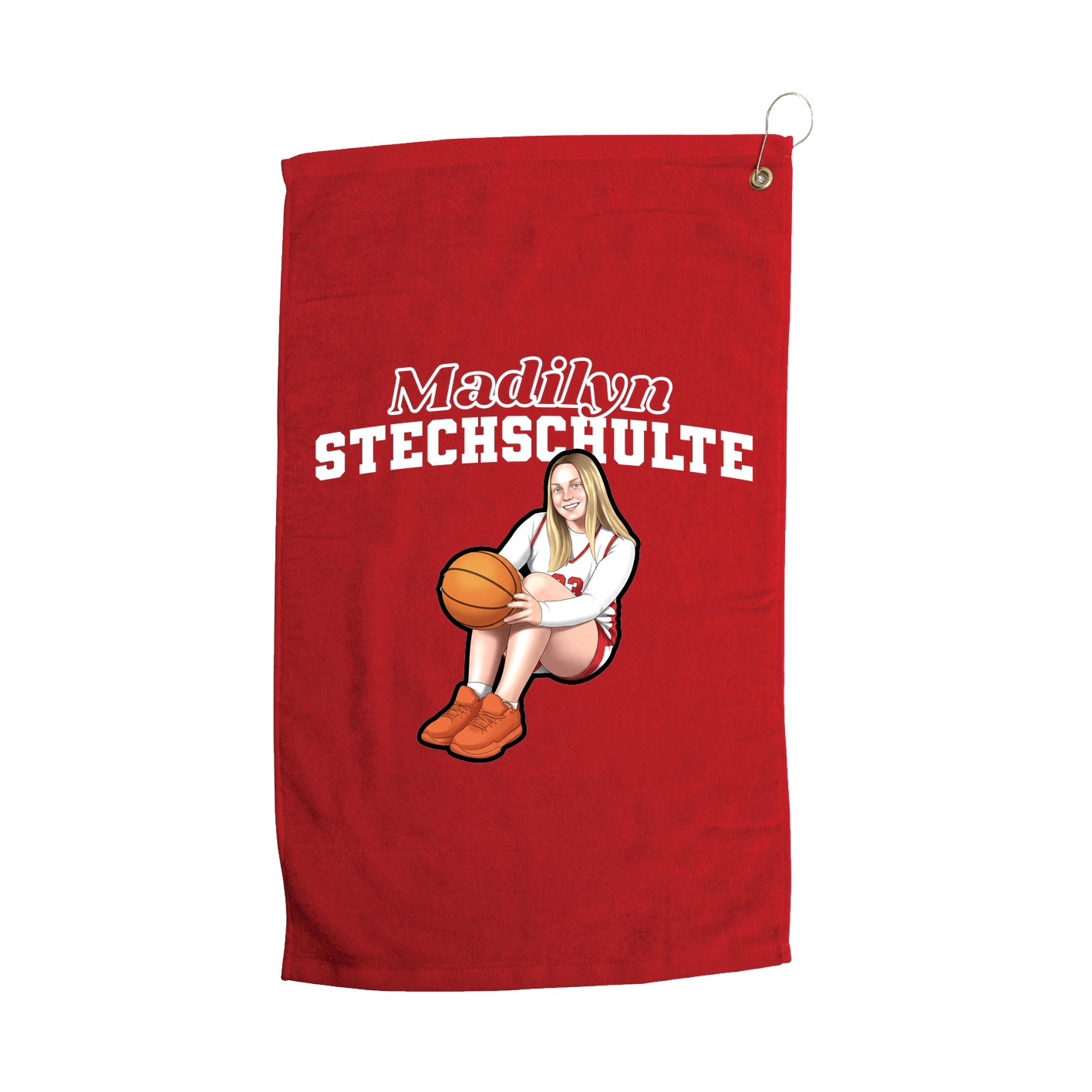 Golf Towel — Name Arch in Red