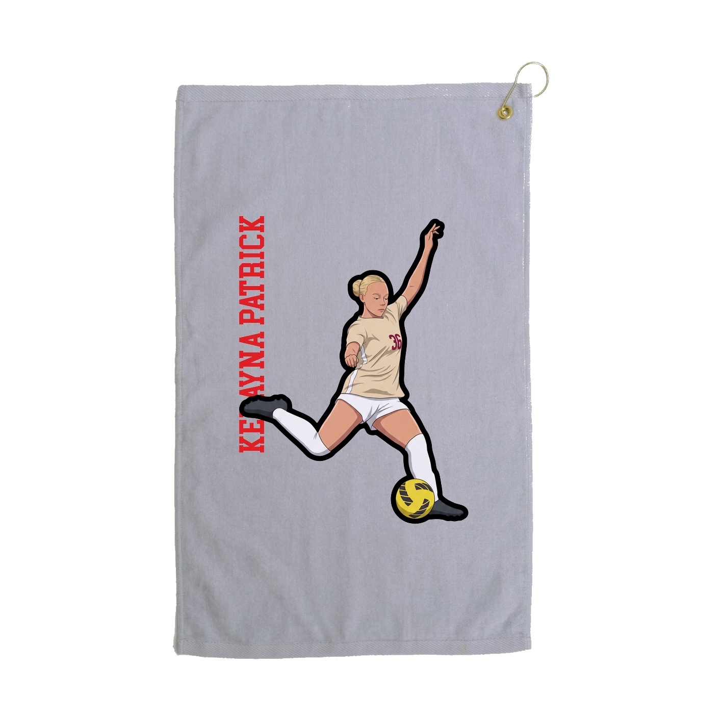 Golf Towel — Name Vertical in Grey
