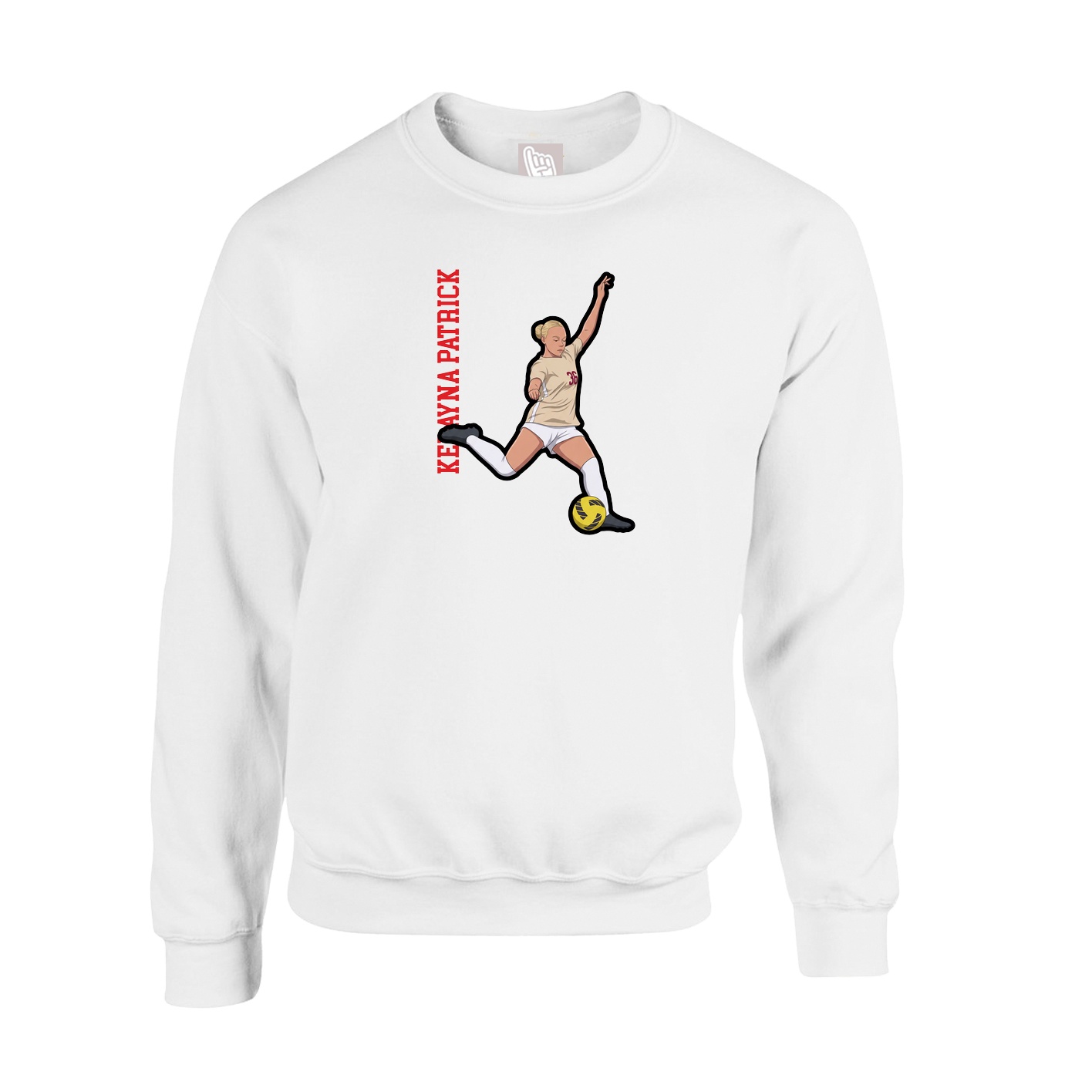 Fleece Crew — Name Vertical in White