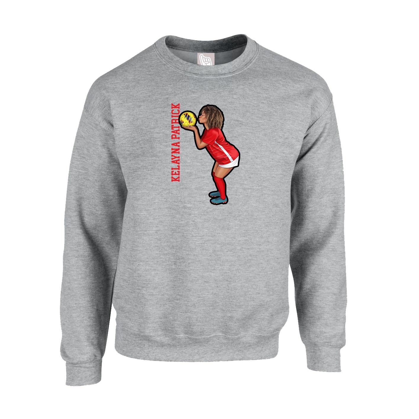 Fleece Crew — Name Vertical in Grey