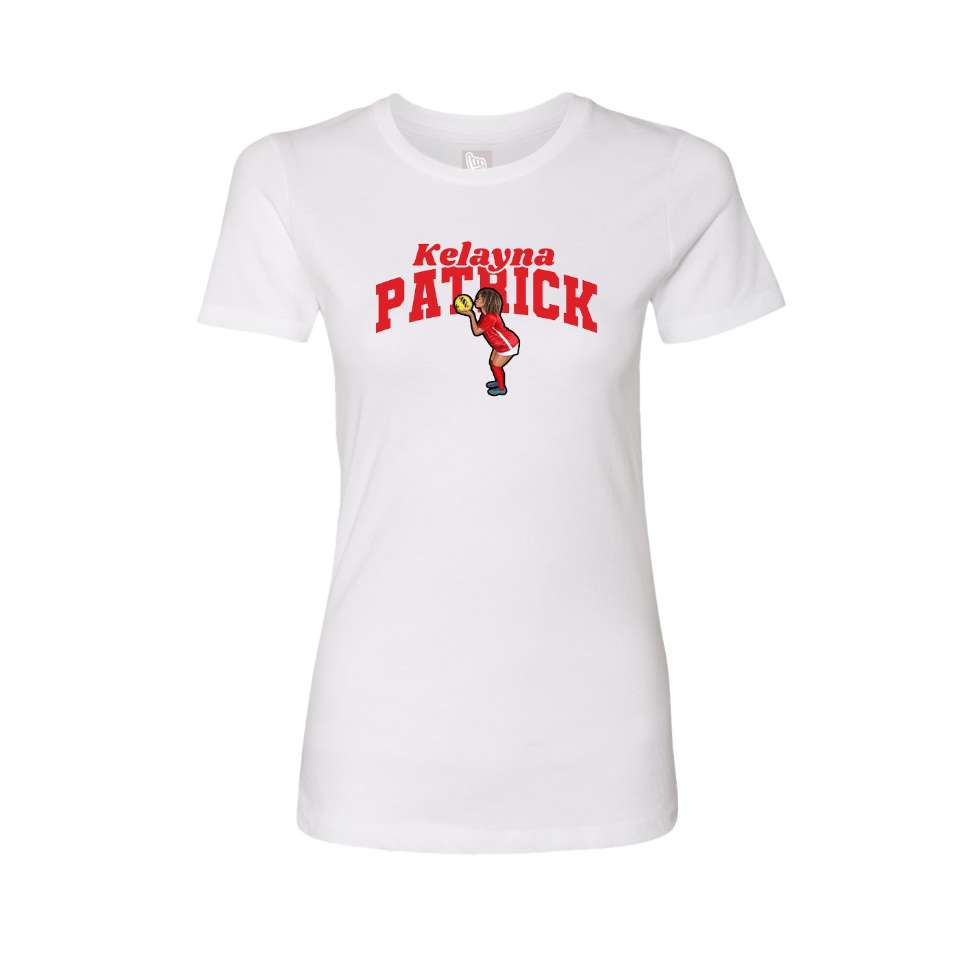 Fitted Women's Tee — Signature Arch in White