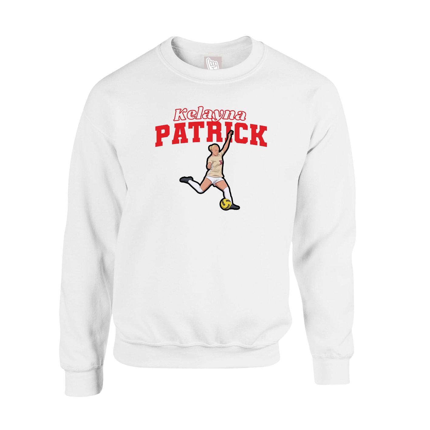 Fleece Crew — Name Arch in White