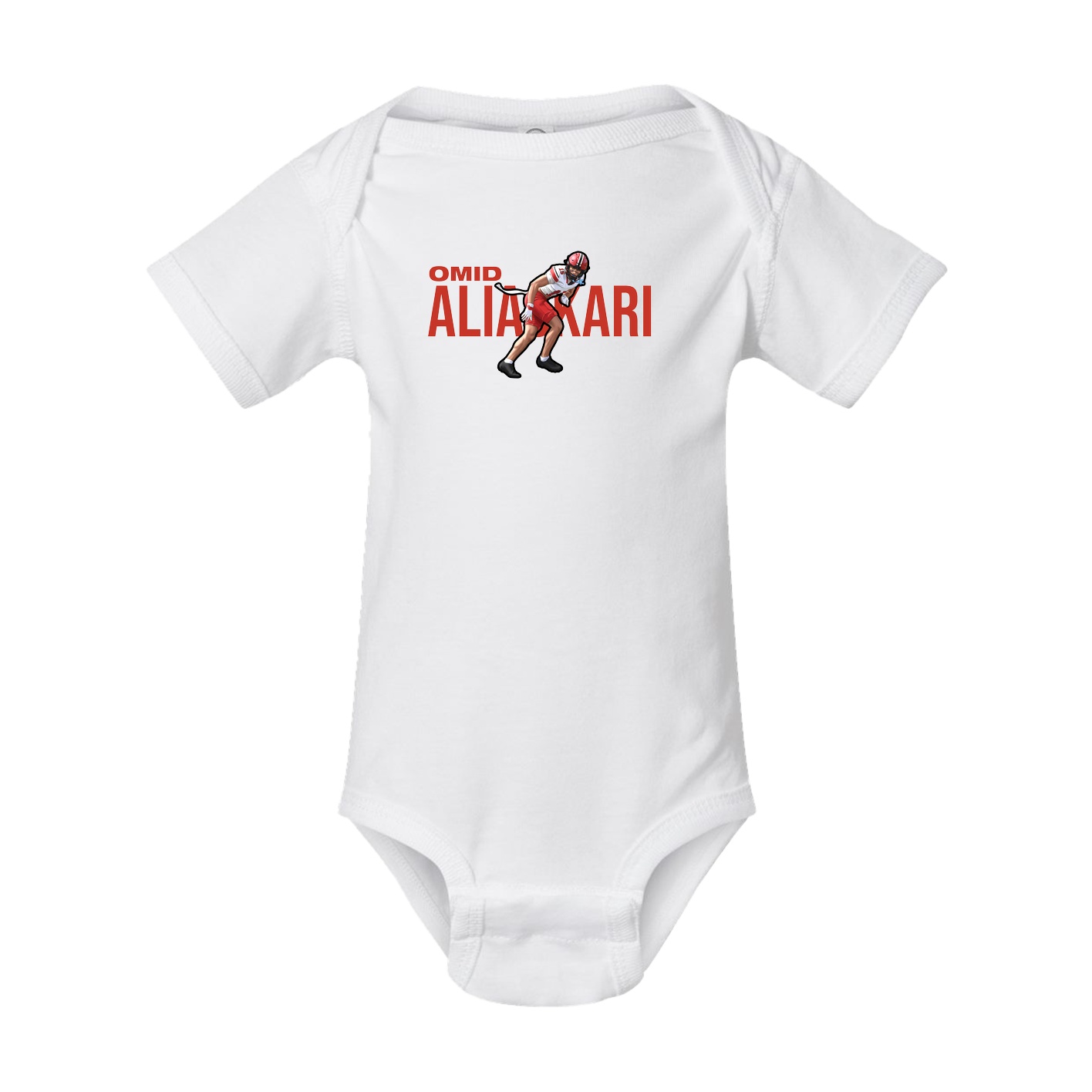Baby Onesie — Player Name in White