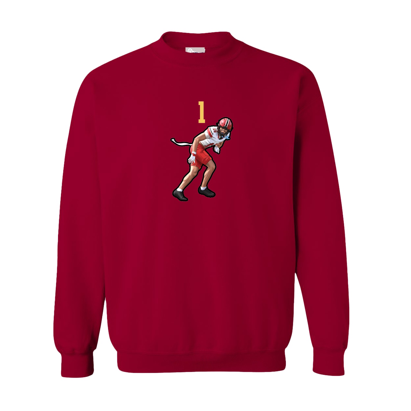 Fleece Crew — Number Top in Cardinal