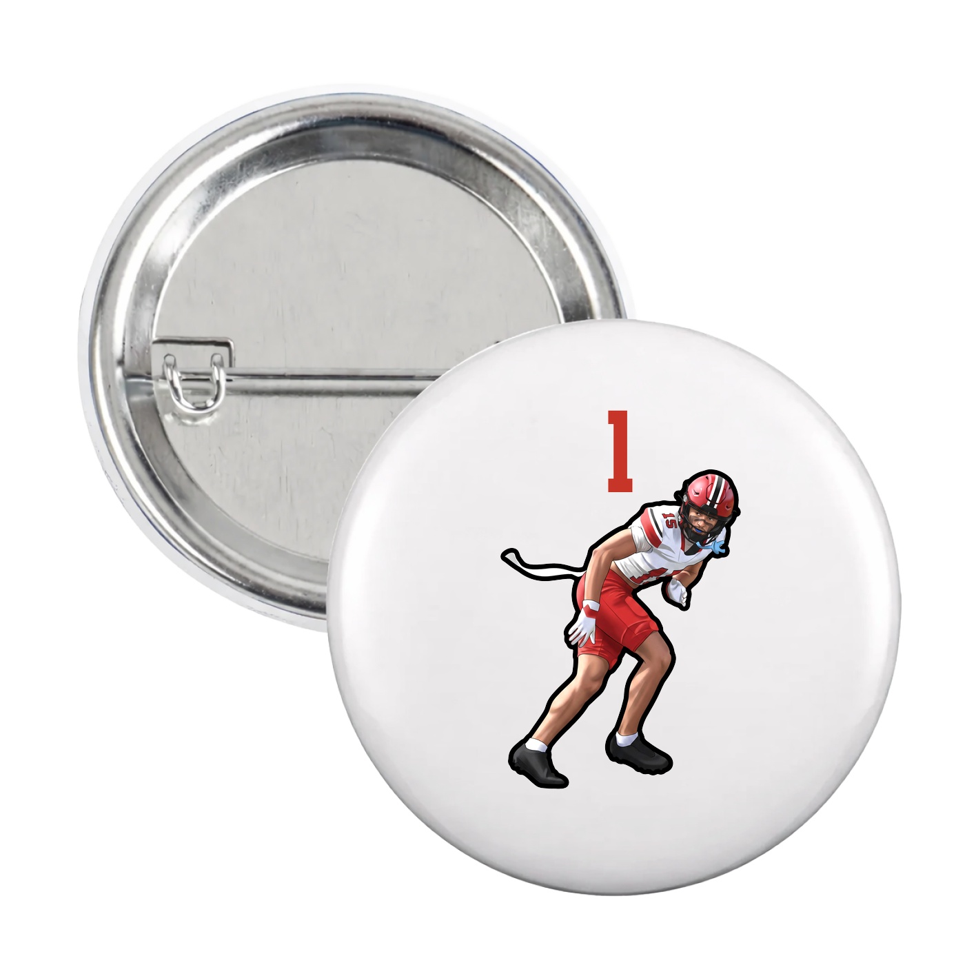Game Day Button — Number Top in White