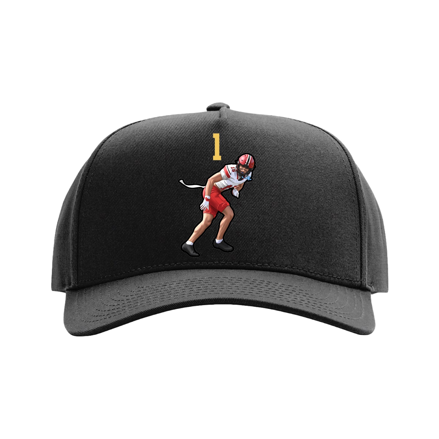 Full Fabric Five-Panel Champ Cap — Number Top in Black