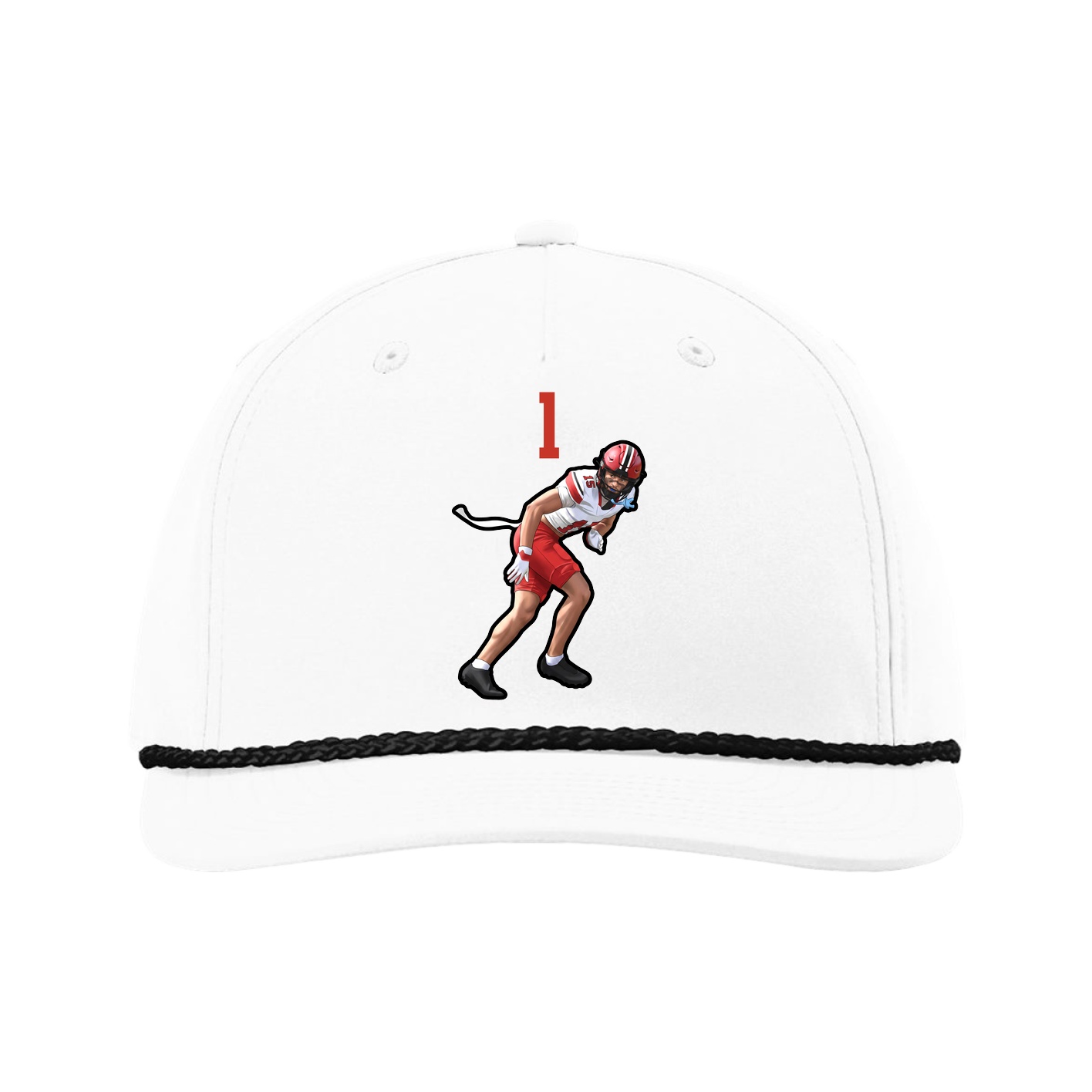 Five-Panel Classic Rope Cap — Number Top in White