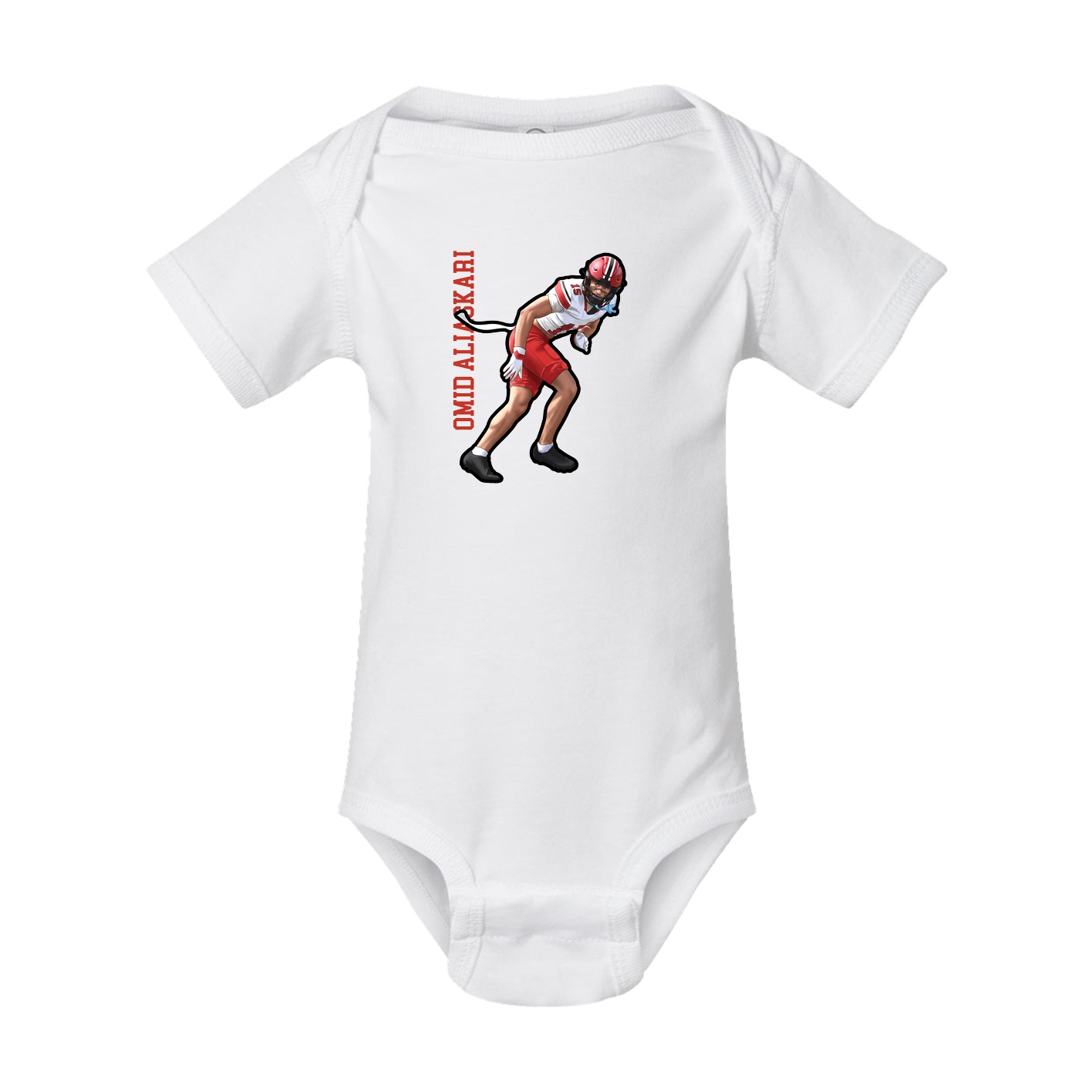 Baby Onesie — Name Vertical in White