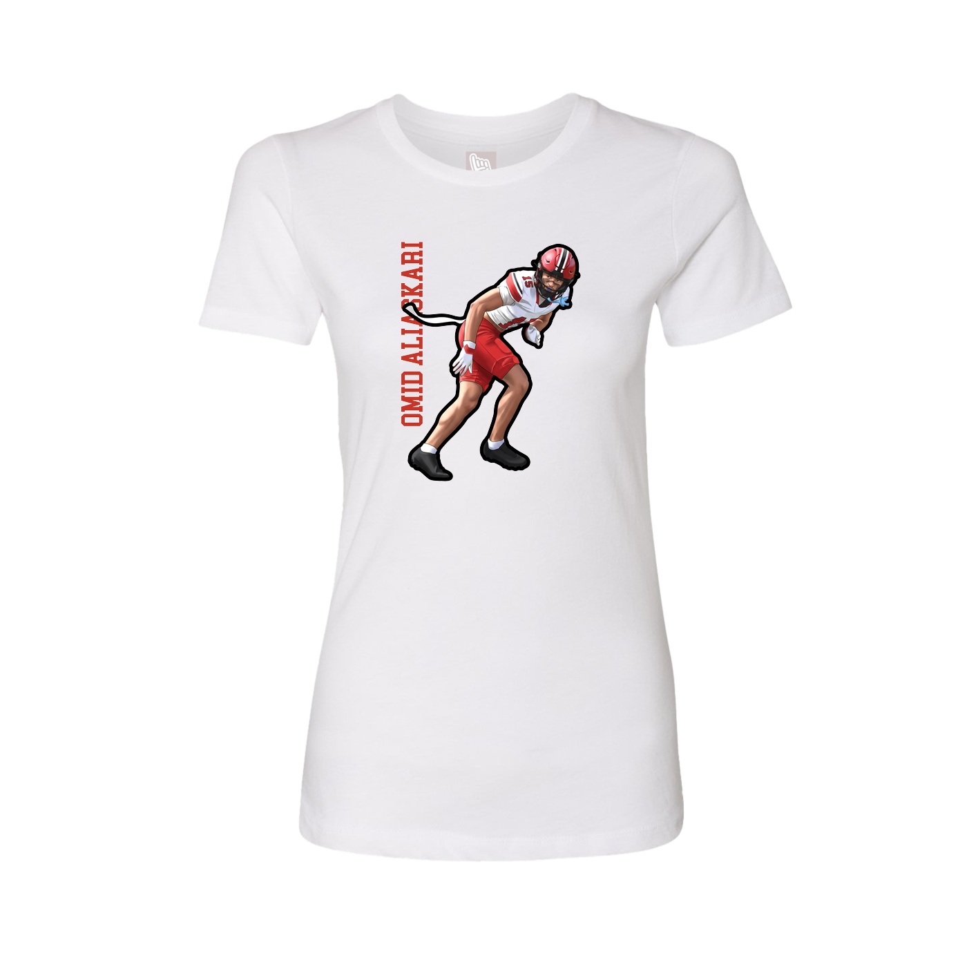 Fitted Women's Tee — Name Vertical in White