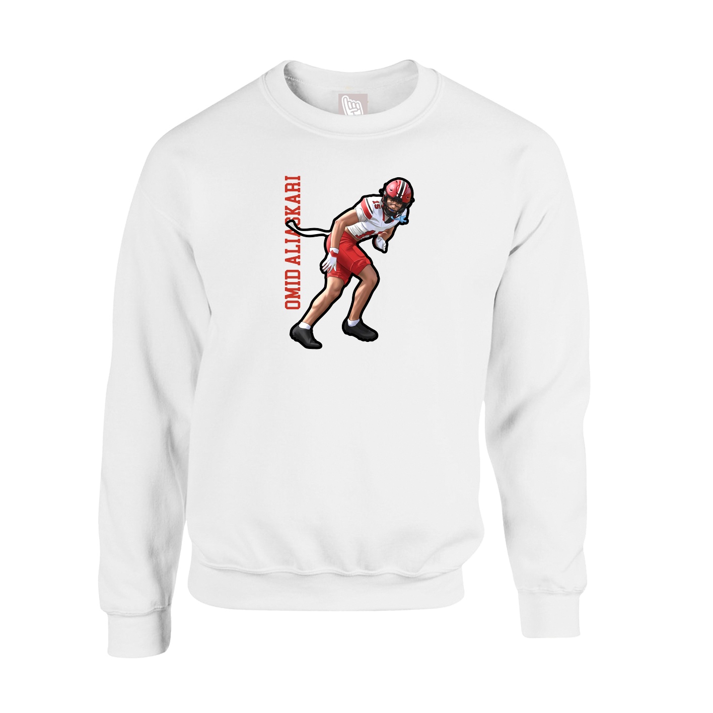 Fleece Crew — Name Vertical in White