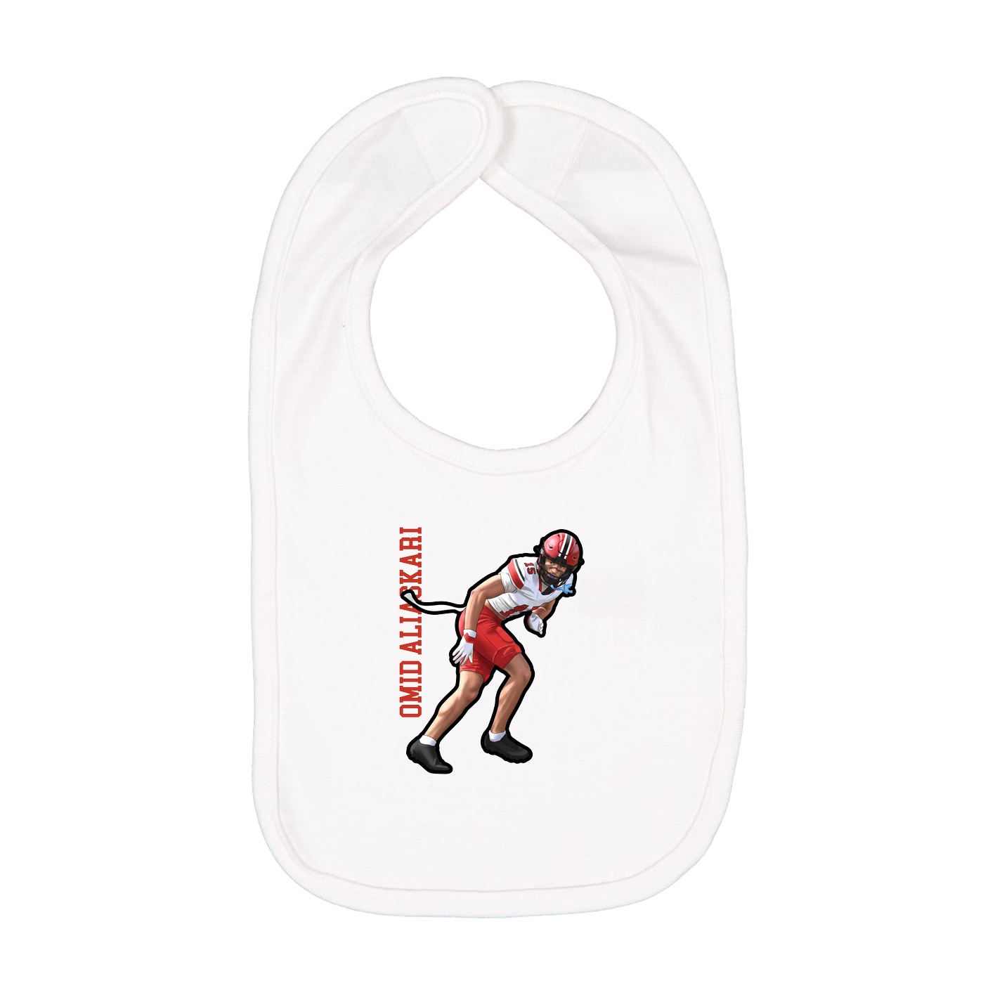 Infant Bib — Name Vertical in White