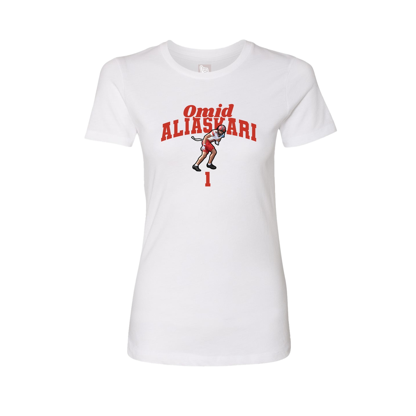 Fitted Women's Tee — Signature Arch in White