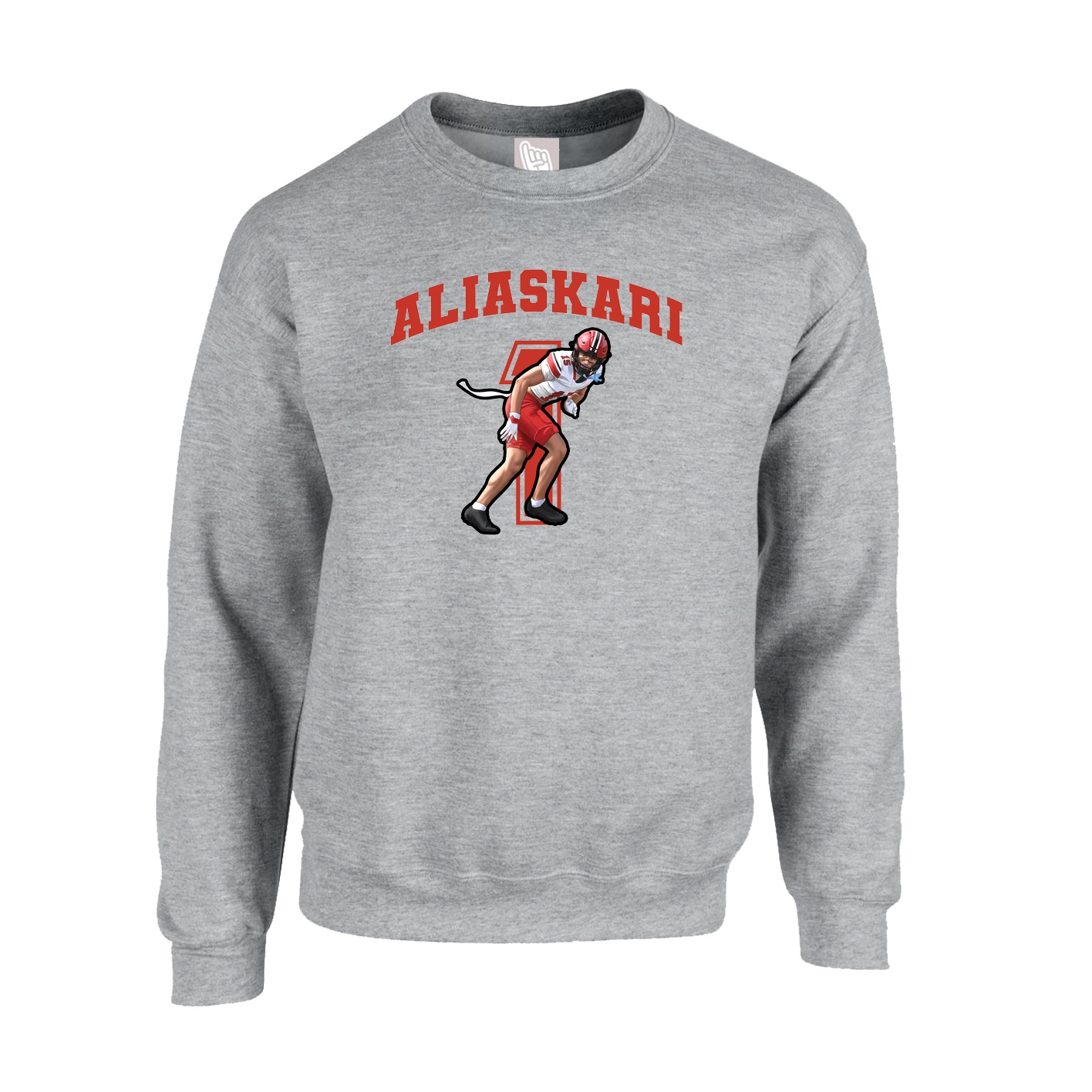 Fleece Crew — Number in Grey