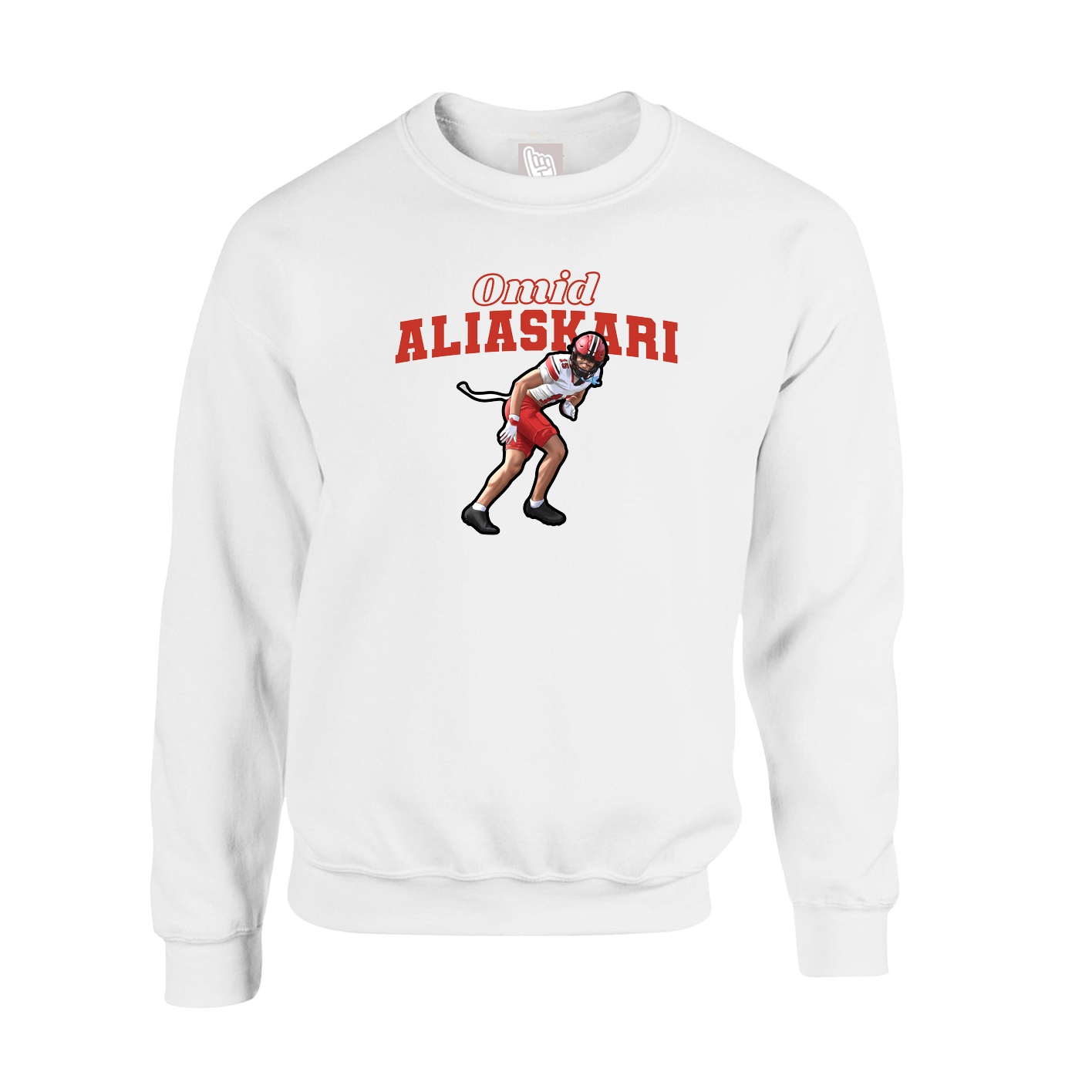 Fleece Crew — Name Arch in White