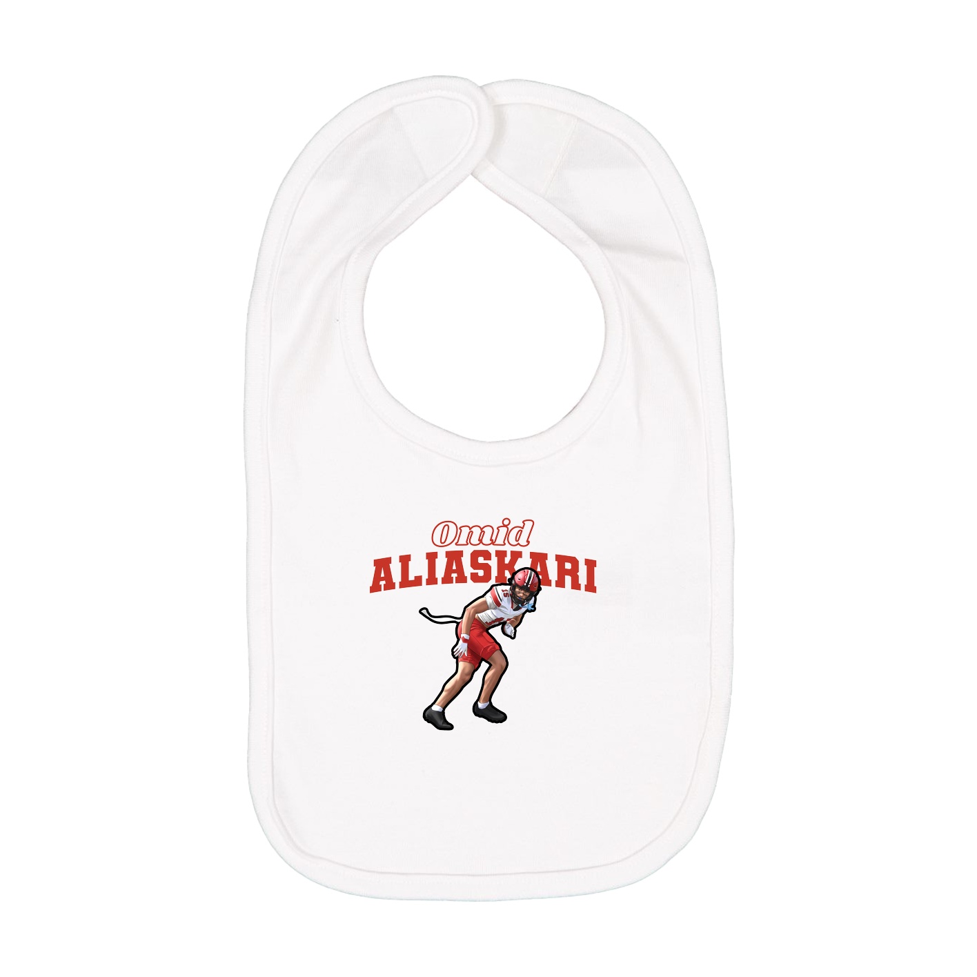 Infant Bib — Name Arch in White