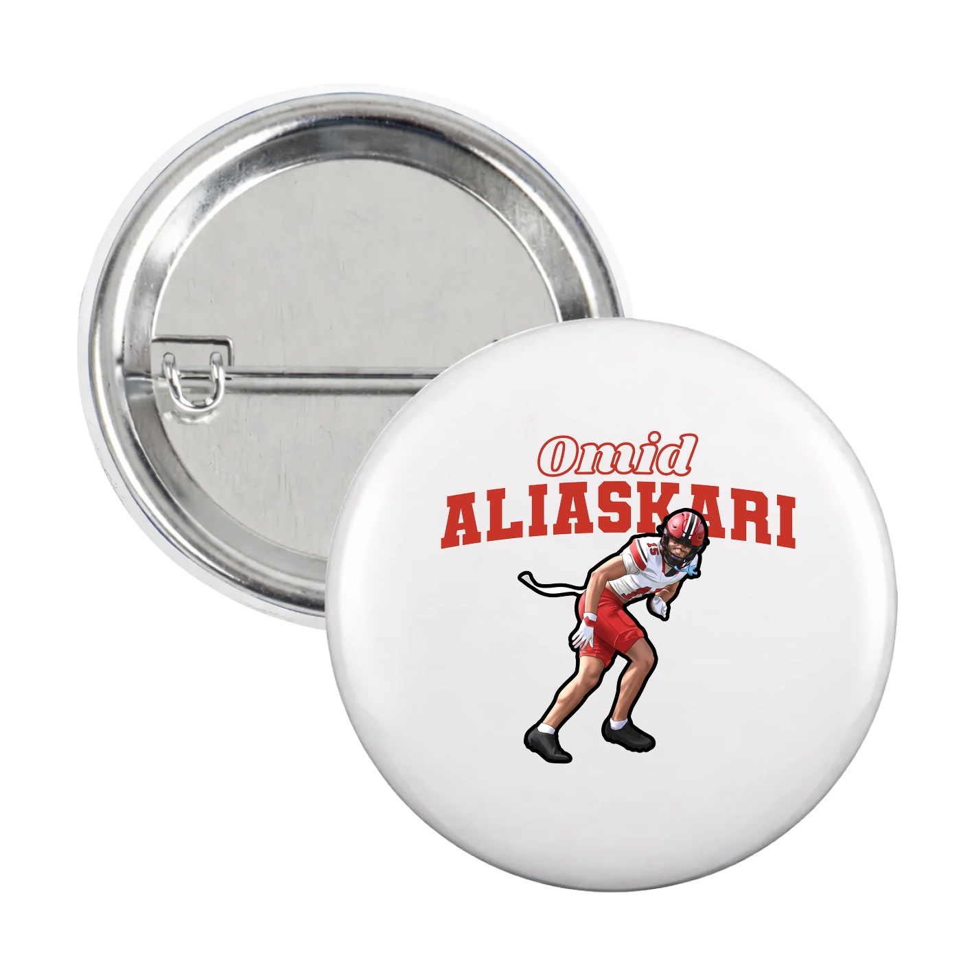 Game Day Button — Name Arch in White