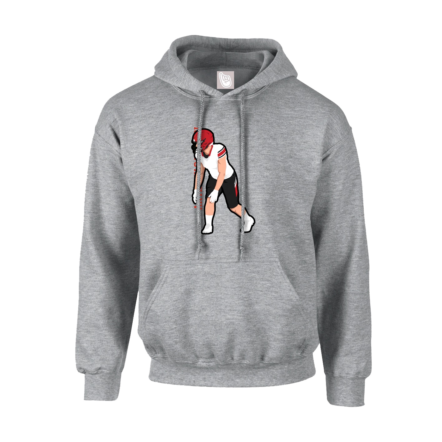 Youth Hoodie — Name Vertical in Grey