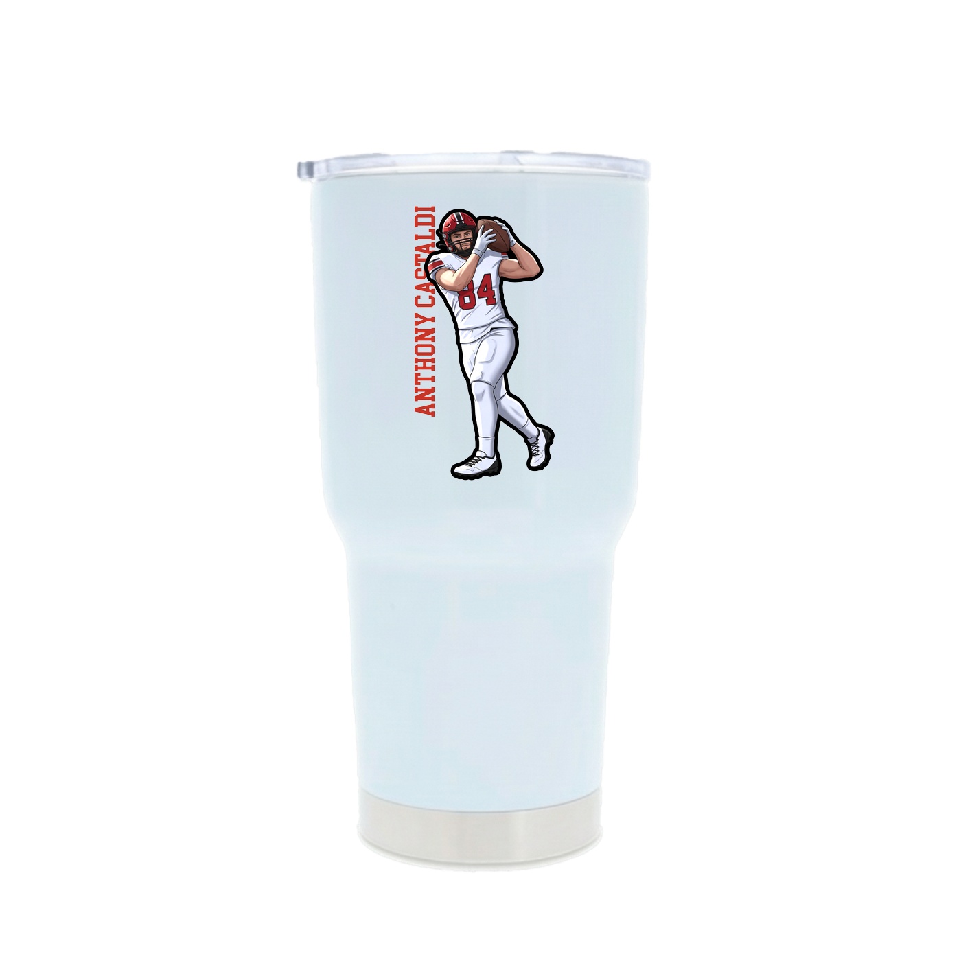 30oz Stainless Steel Tumbler — Name Vertical in White