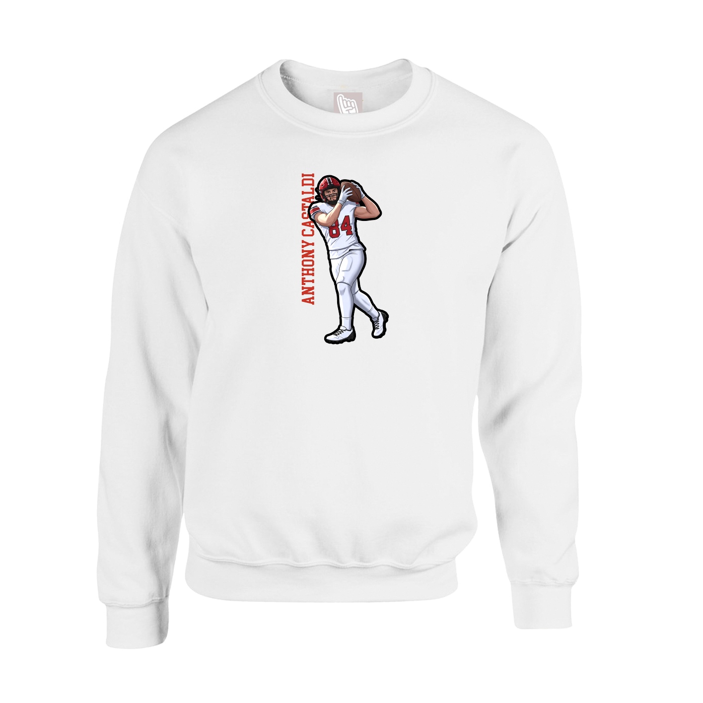 Fleece Crew — Name Vertical in White