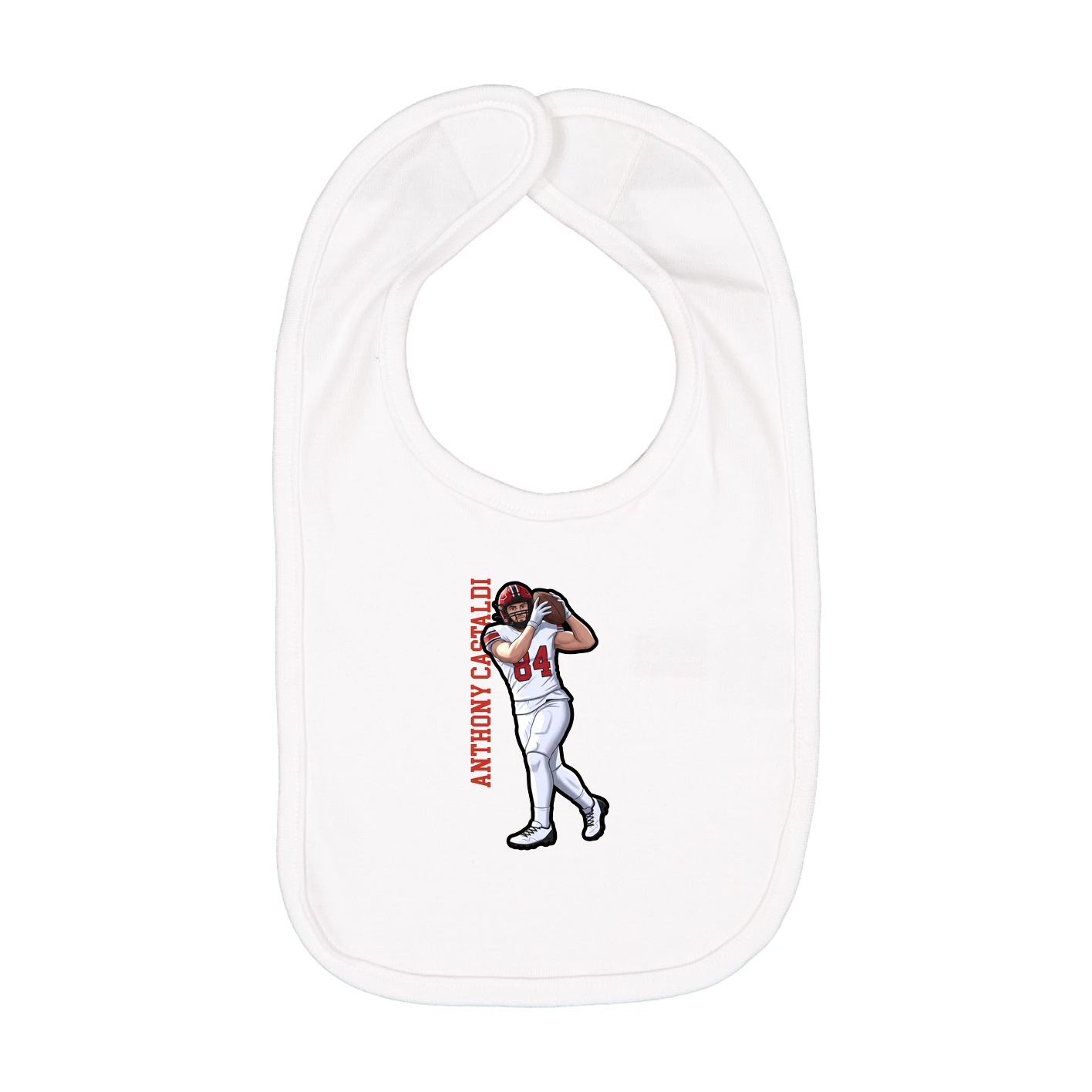Infant Bib — Name Vertical in White